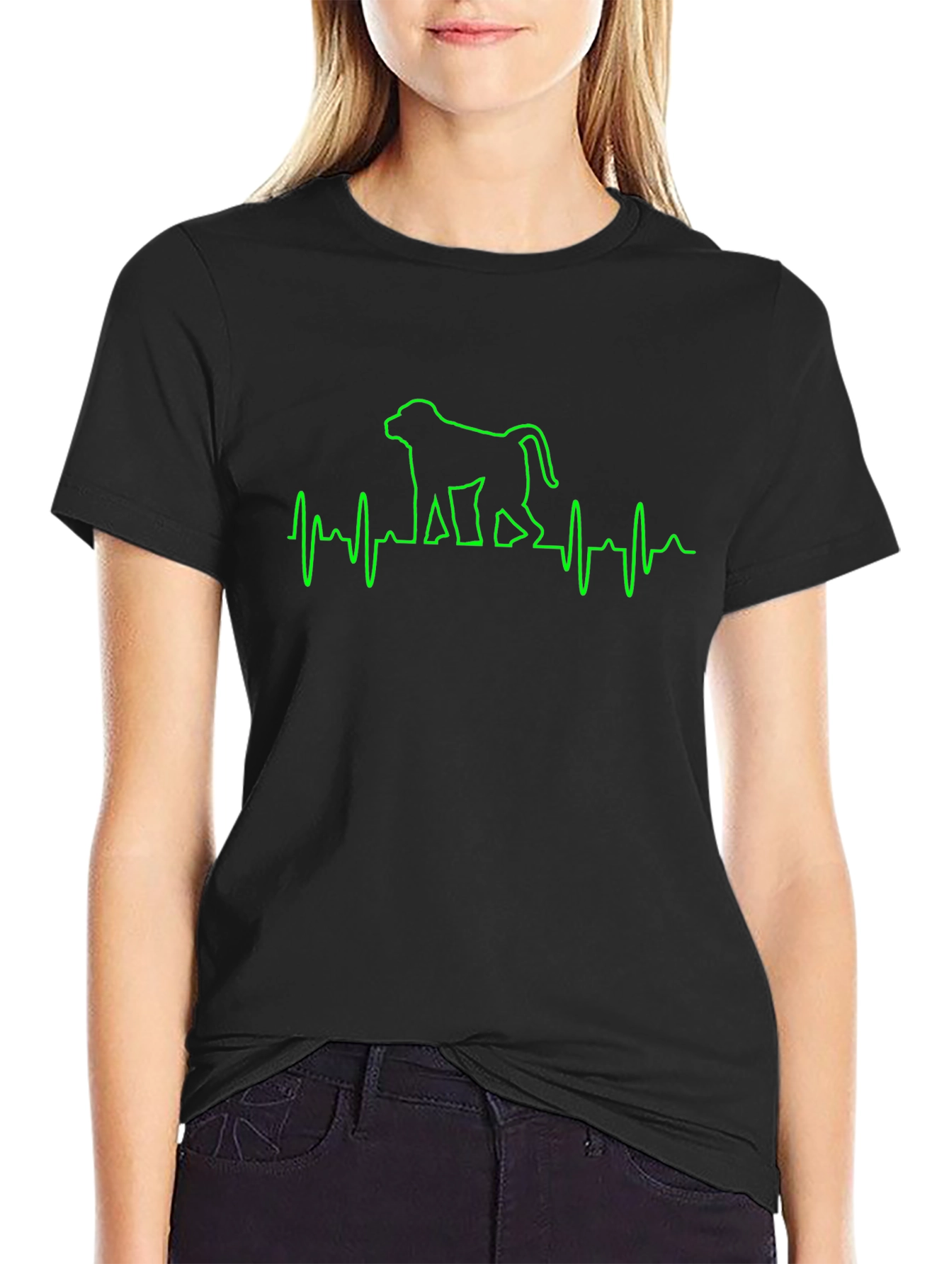 Monkey Heartbeat T-Shirt - Novelty Graphic Tee