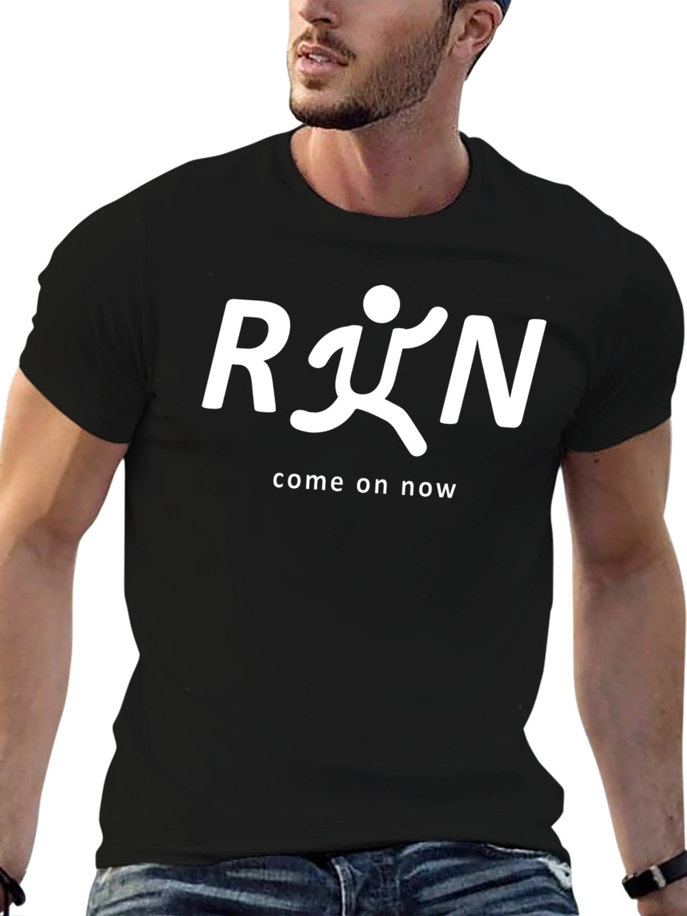 Run Come On Now Black T-Shirt
