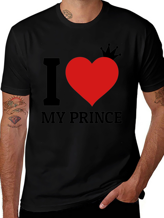 I Love My Prince T-Shirt - Black Tee with Heart and Crown