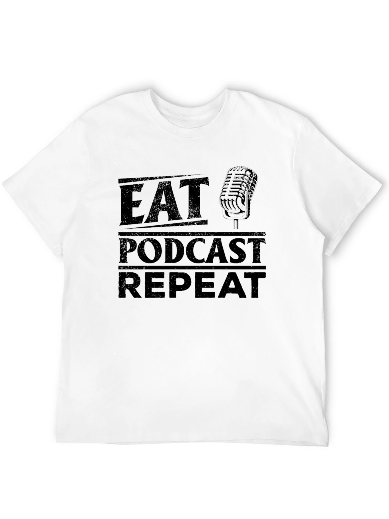 Eat Podcast Repeat Black Graphic T-Shirt