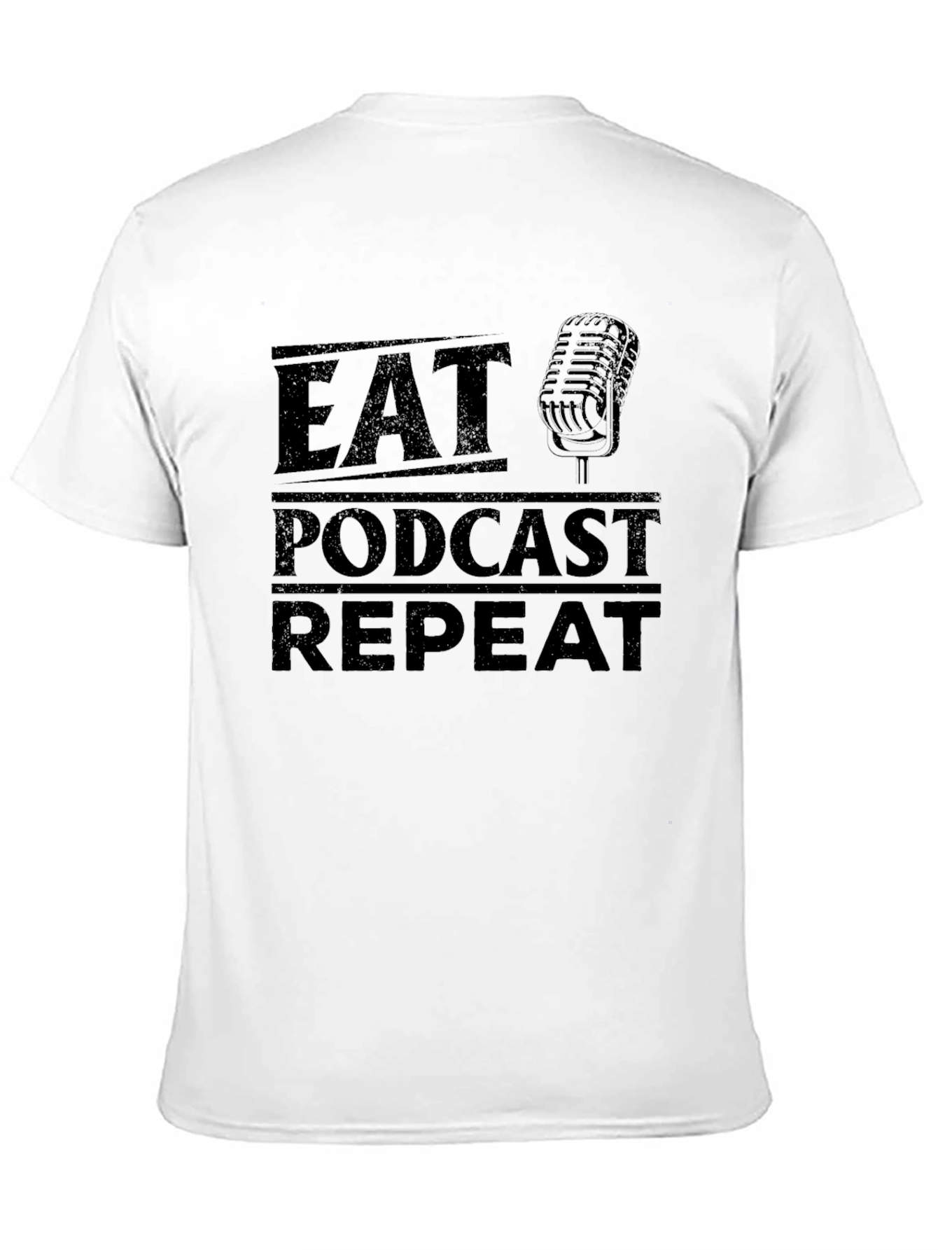 Eat Podcast Repeat Black Graphic T-Shirt