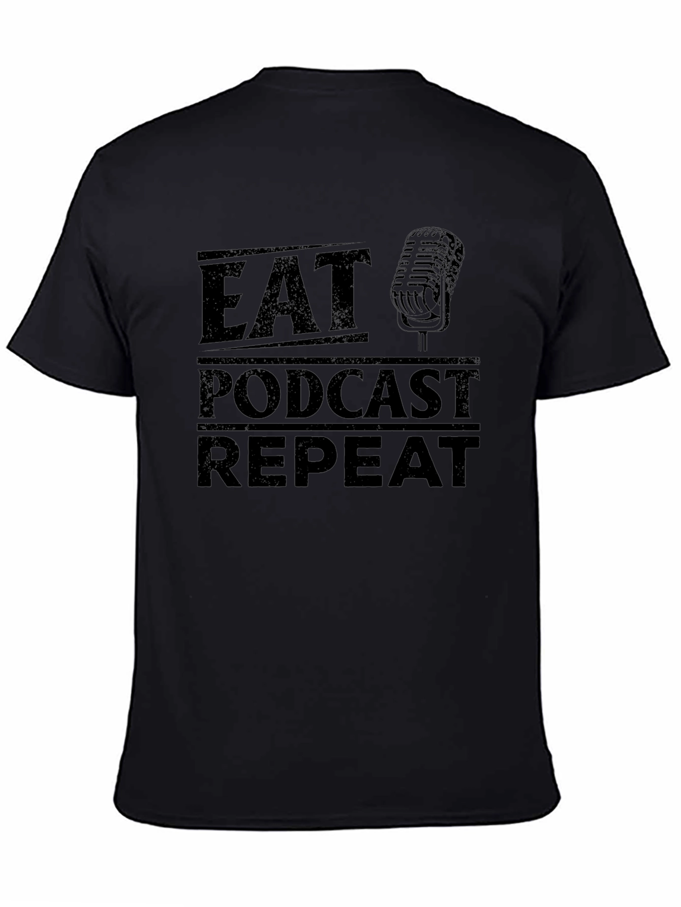 Eat Podcast Repeat Black Graphic T-Shirt