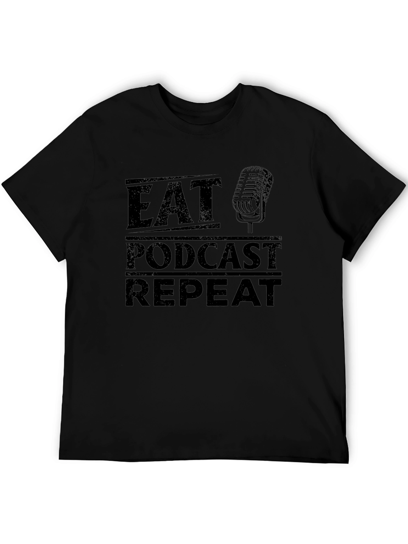 Eat Podcast Repeat Black Graphic T-Shirt