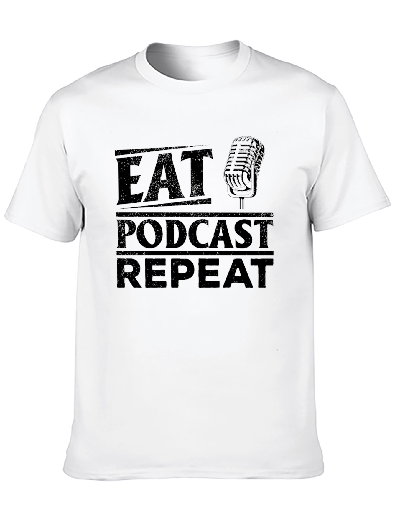 Eat Podcast Repeat Black Graphic T-Shirt