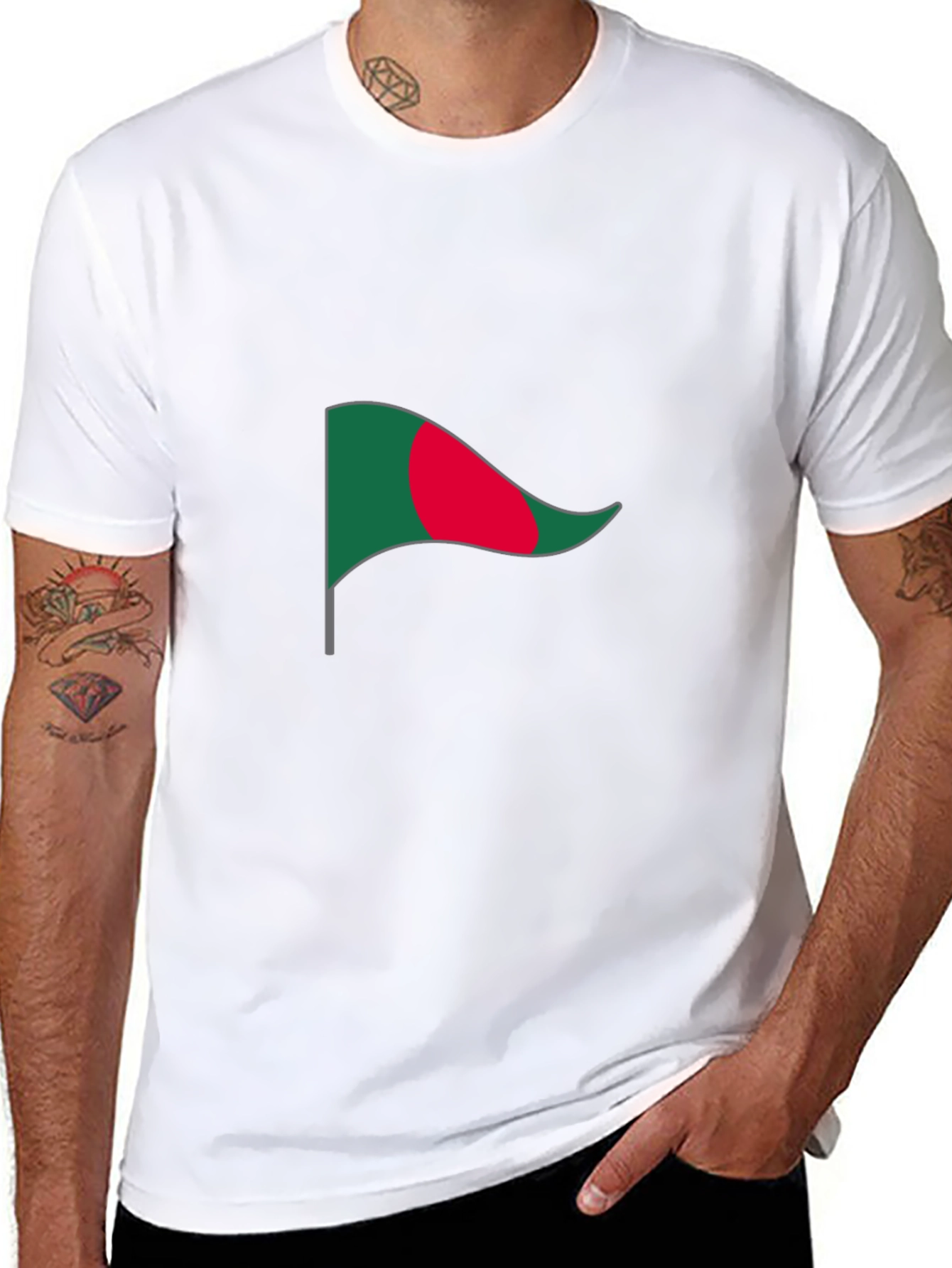 Bangladesh Flag Graphic Tee - Black Cotton T-Shirt