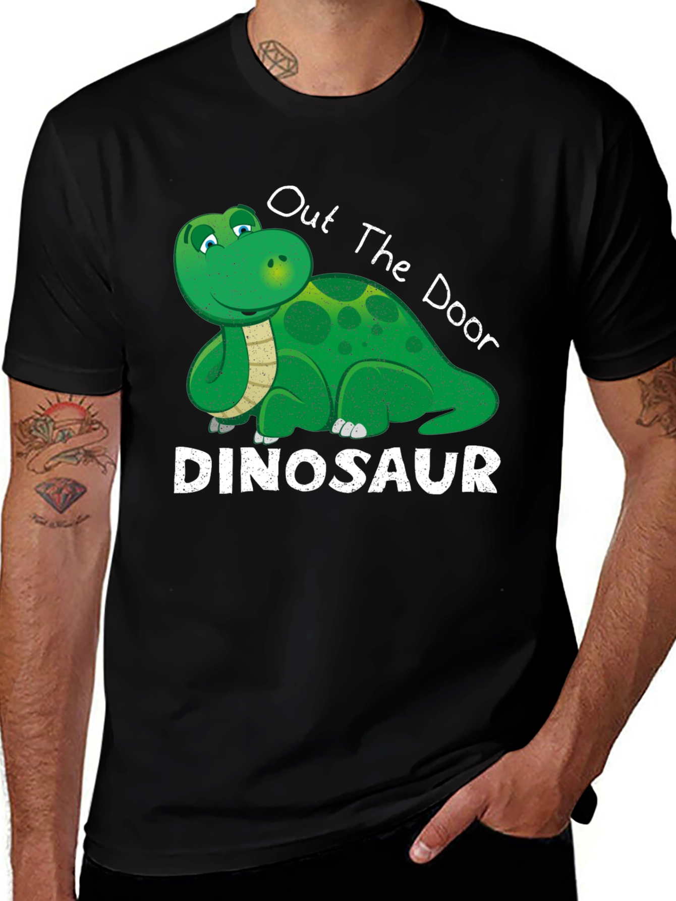 Dinosaur Out The Door Black T-Shirt