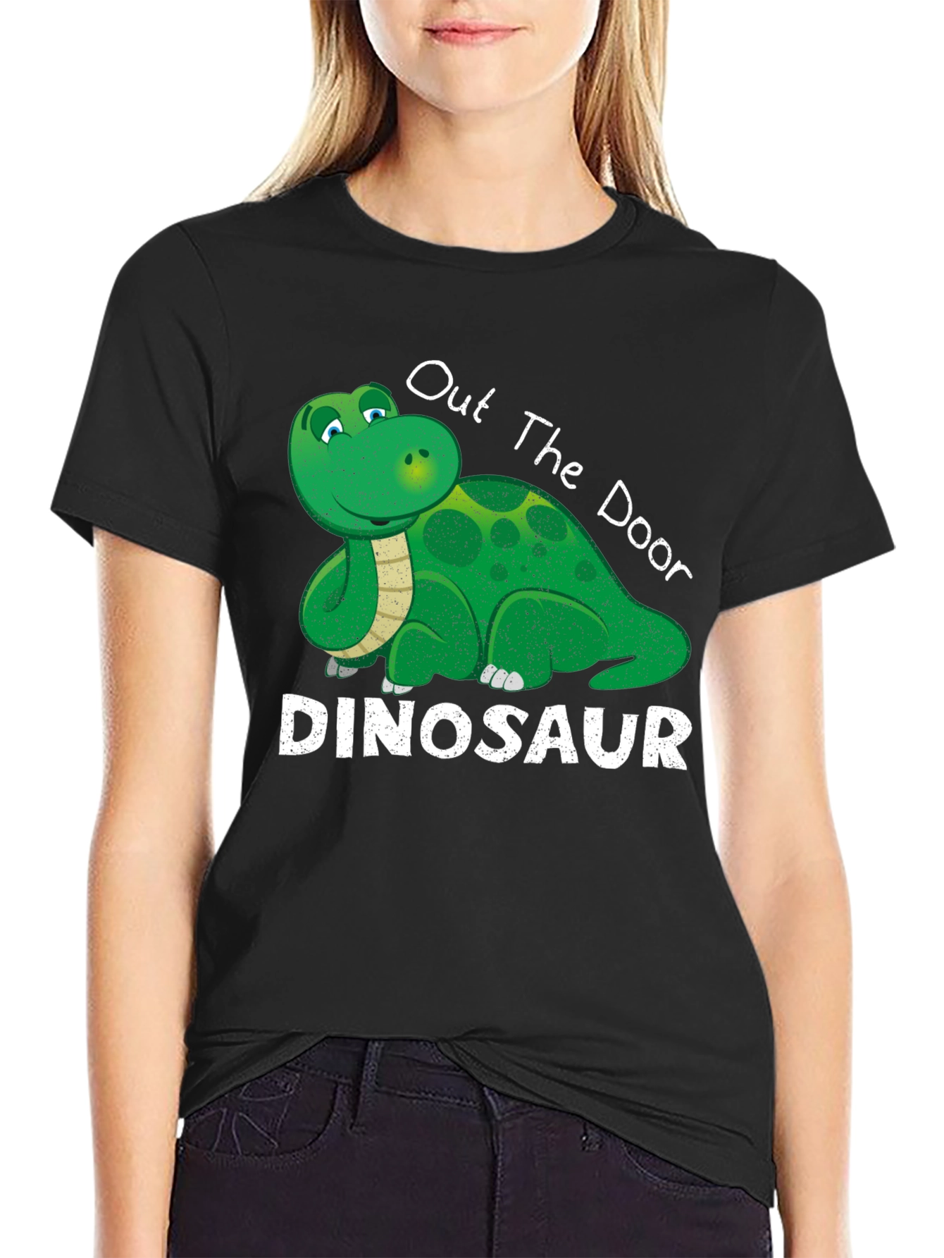 Dinosaur Out The Door Black T-Shirt