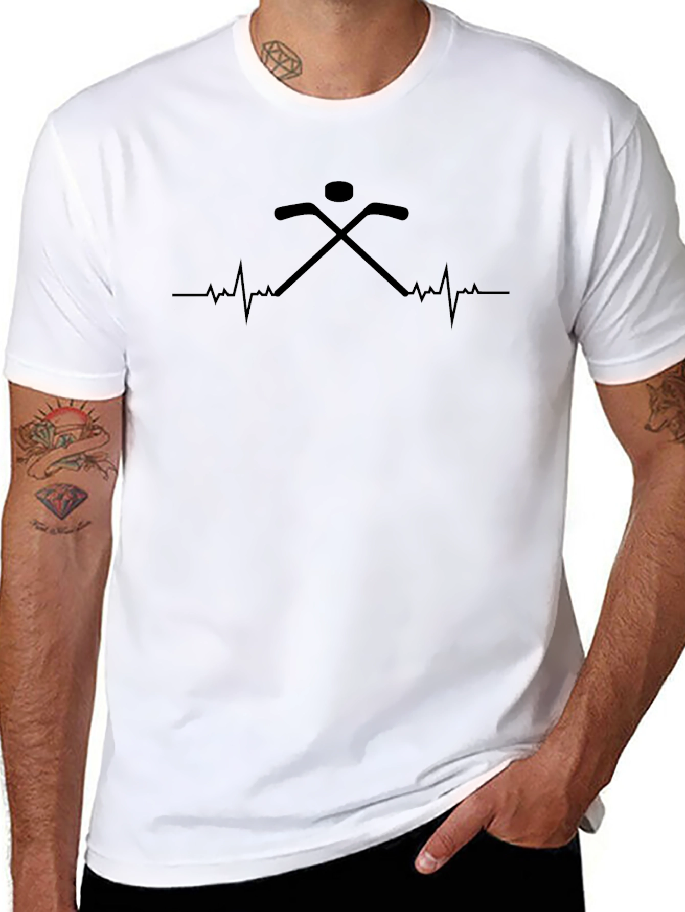 Hockey Heartbeat T-Shirt - Black