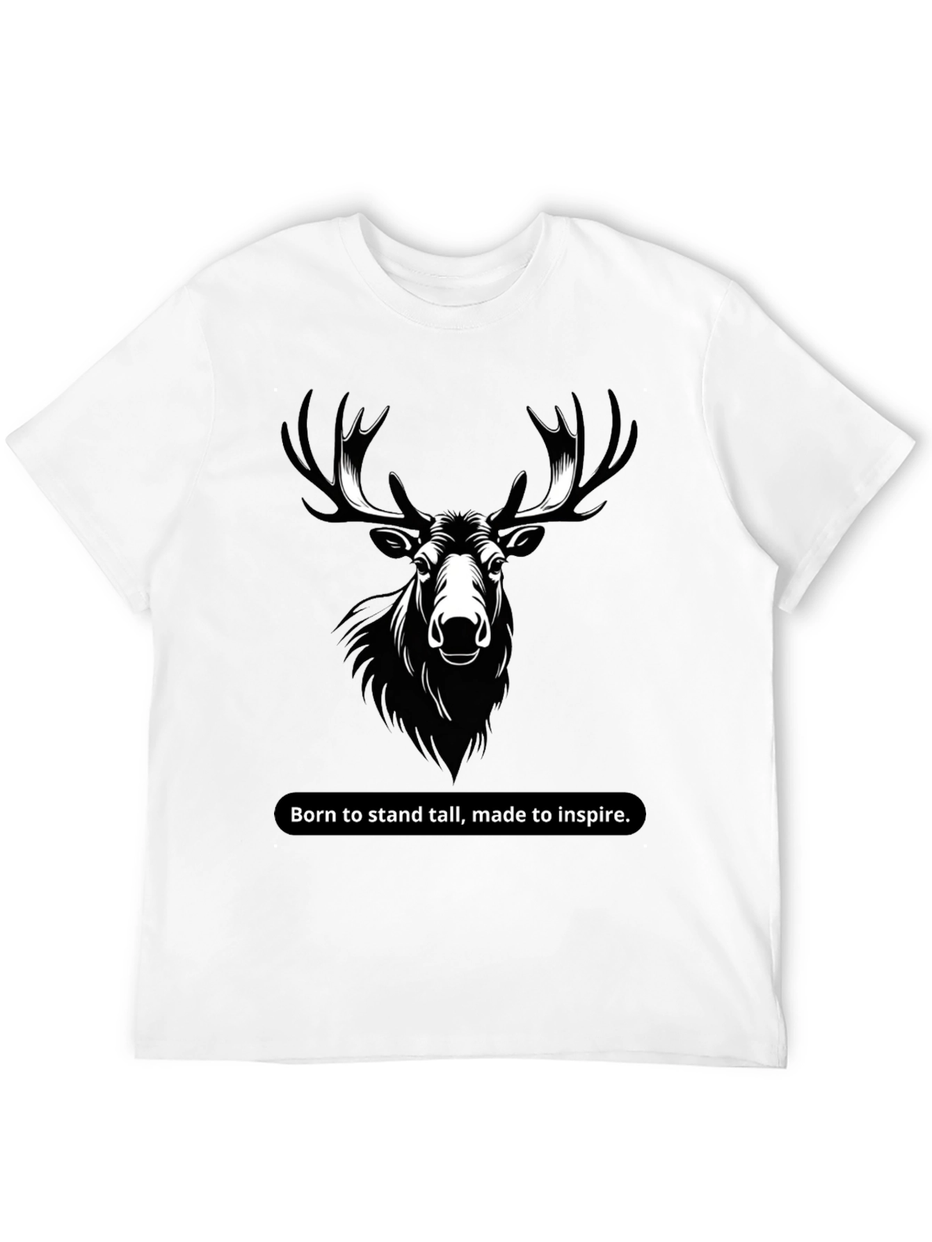 Mens Black T-Shirt with Moose Graphic