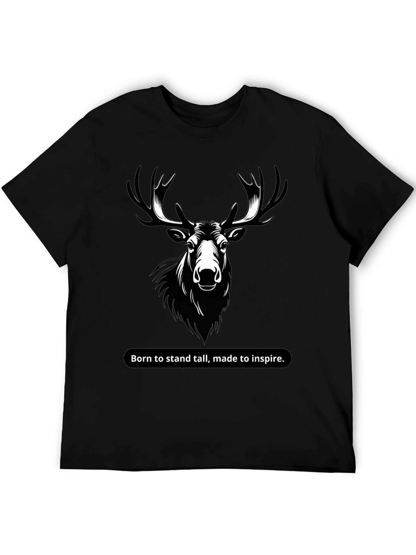Mens Black T-Shirt with Moose Graphic