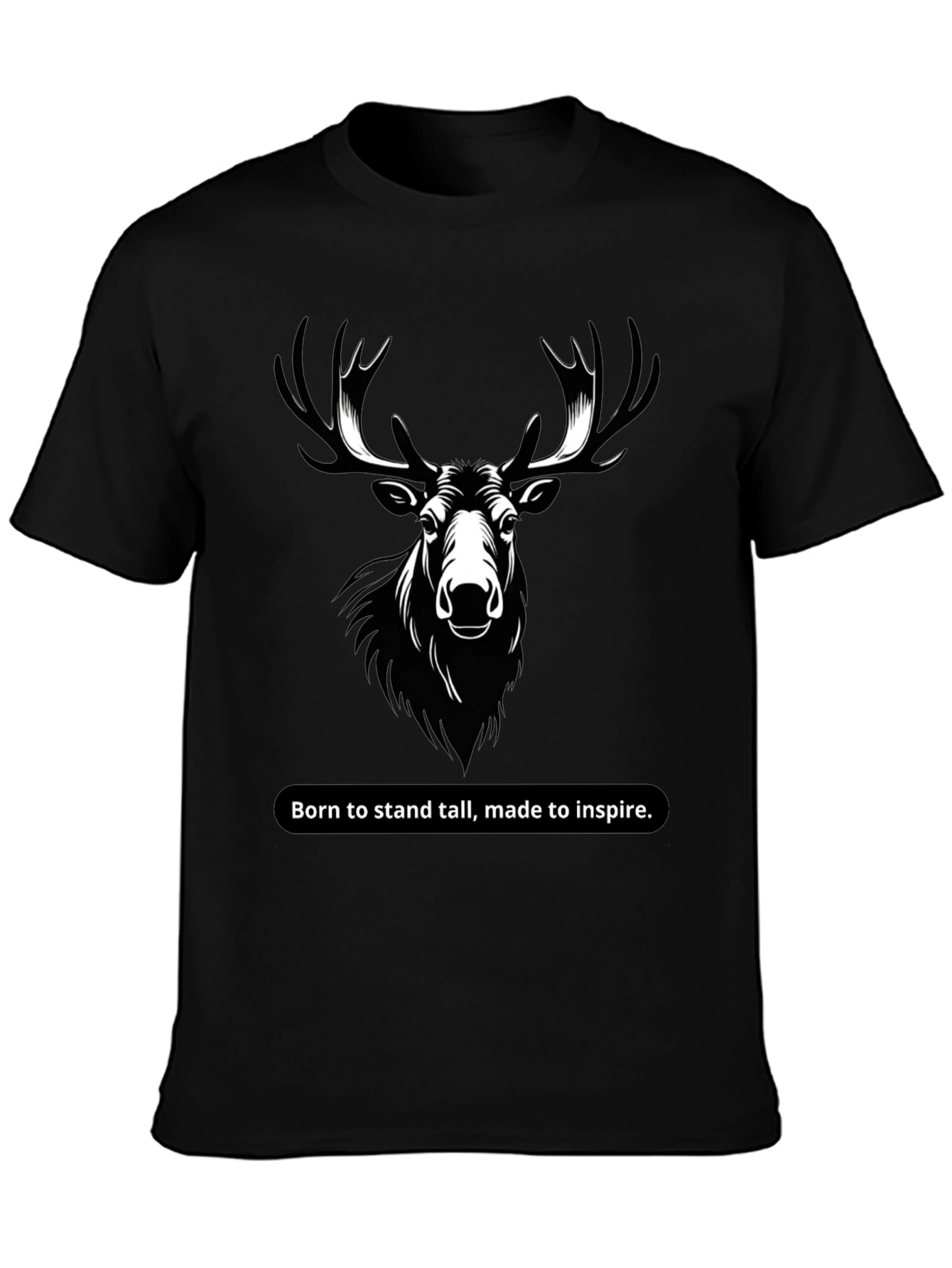 Mens Black T-Shirt with Moose Graphic