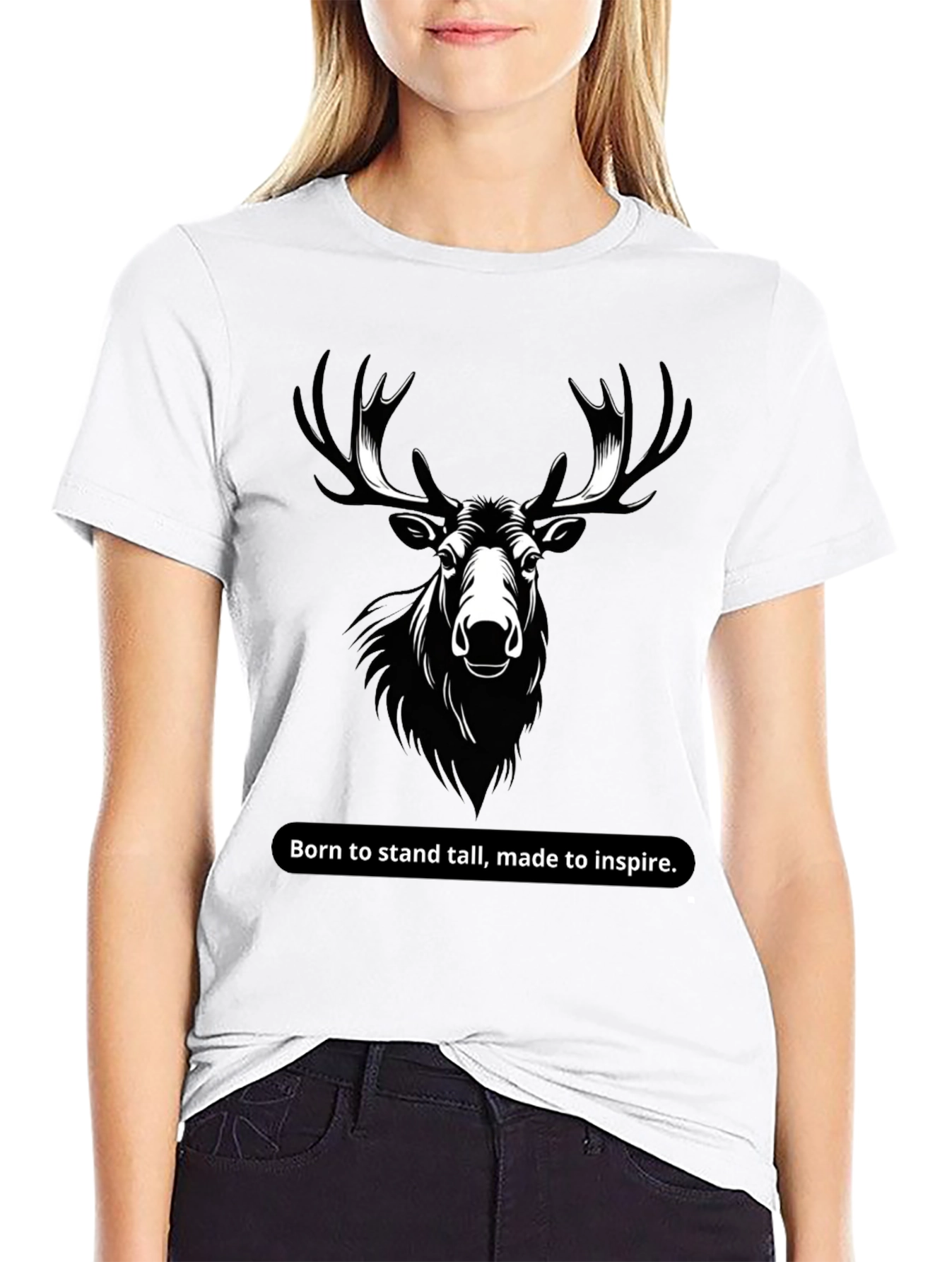 Mens Black T-Shirt with Moose Graphic