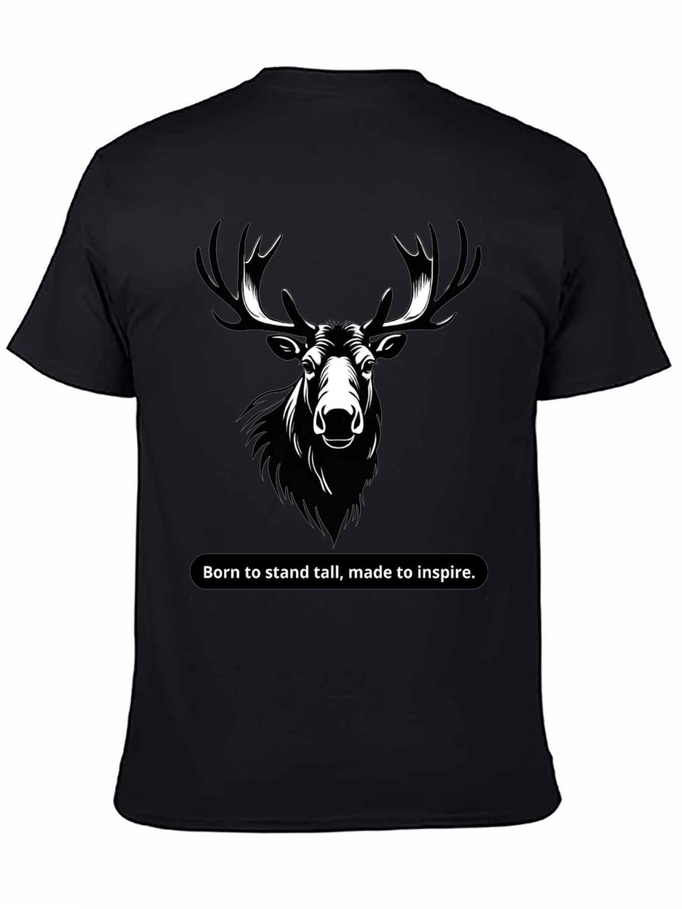 Mens Black T-Shirt with Moose Graphic