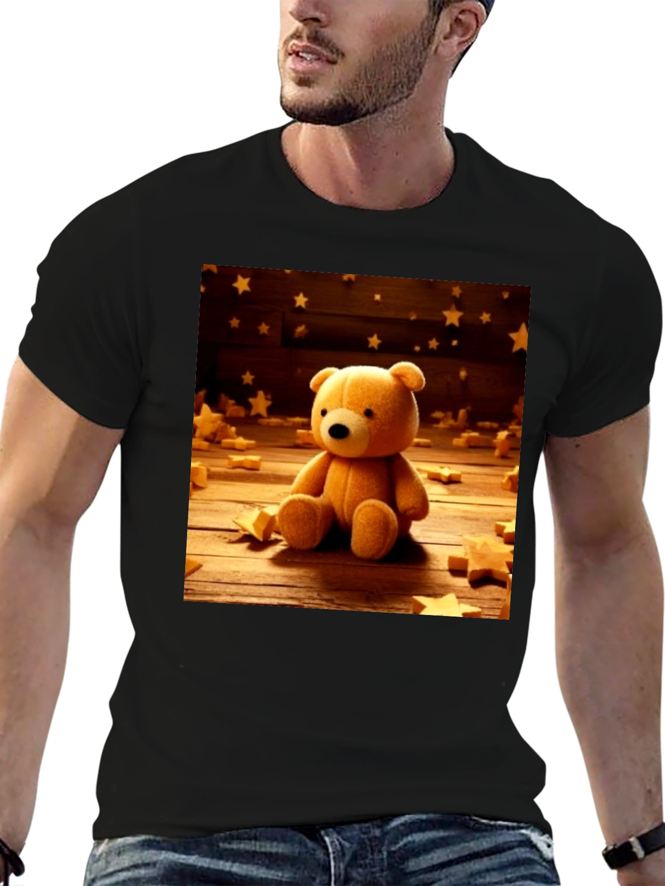 Teddy Bear Starry Night Graphic T-Shirt