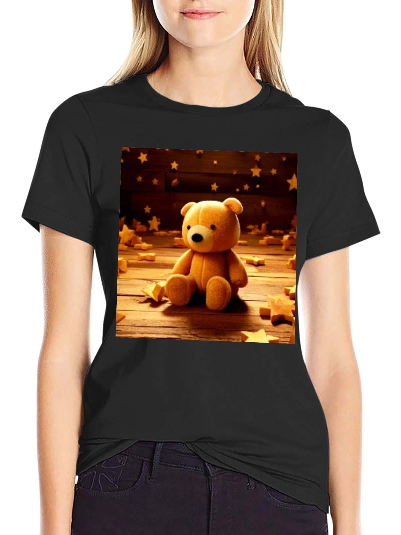 Teddy Bear Starry Night Graphic T-Shirt