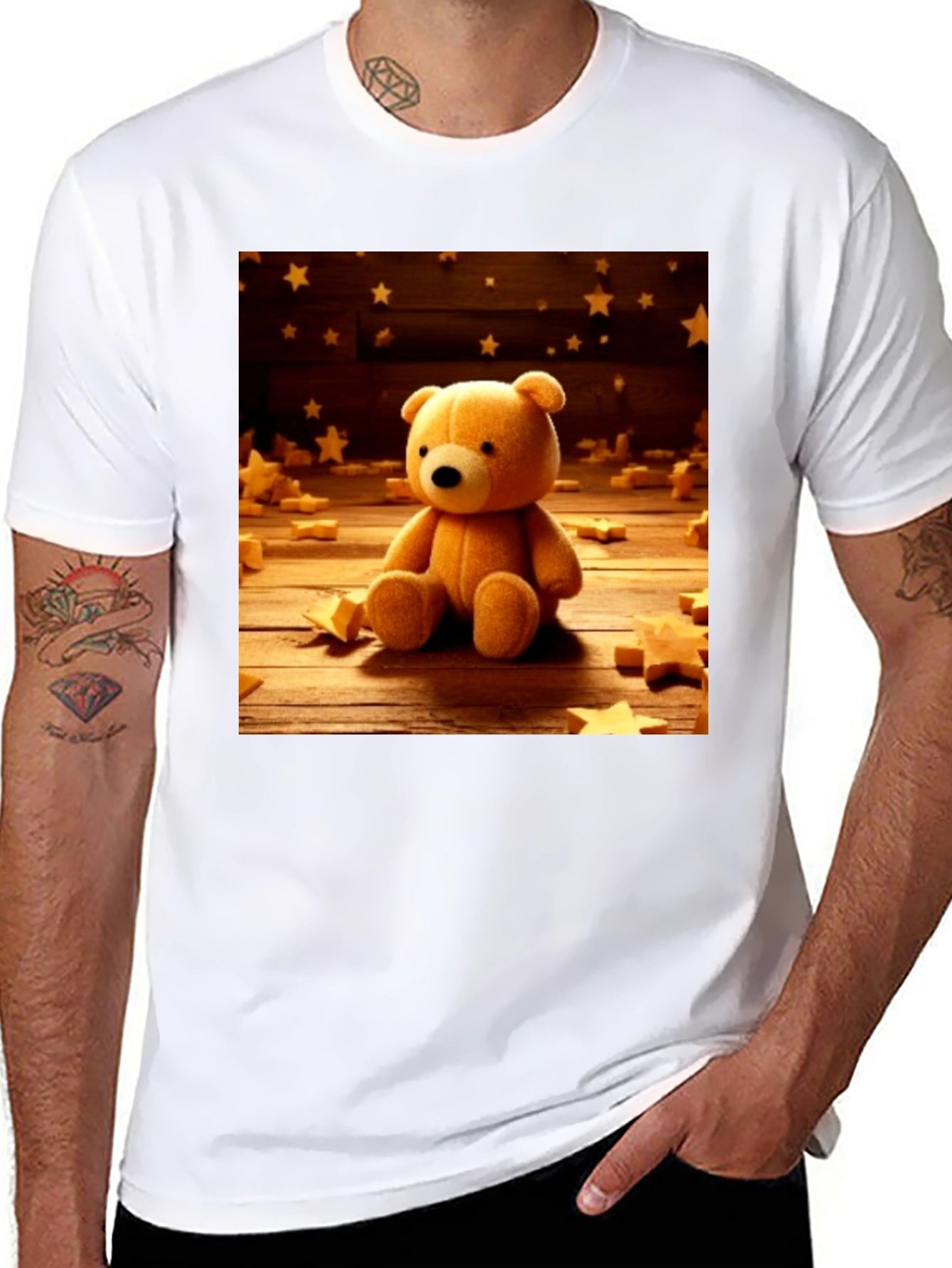 Teddy Bear Starry Night Graphic T-Shirt