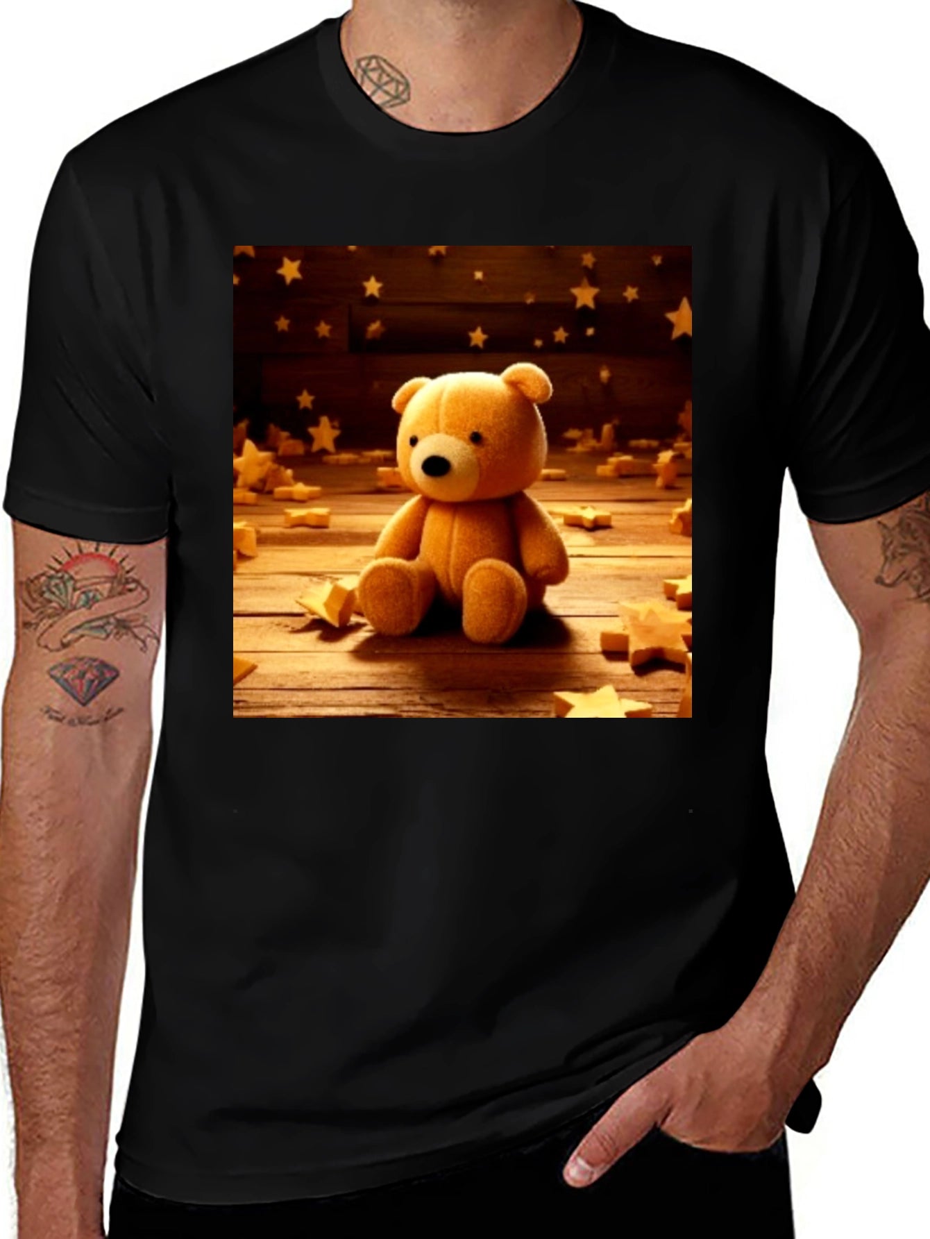 Teddy Bear Starry Night Graphic T-Shirt