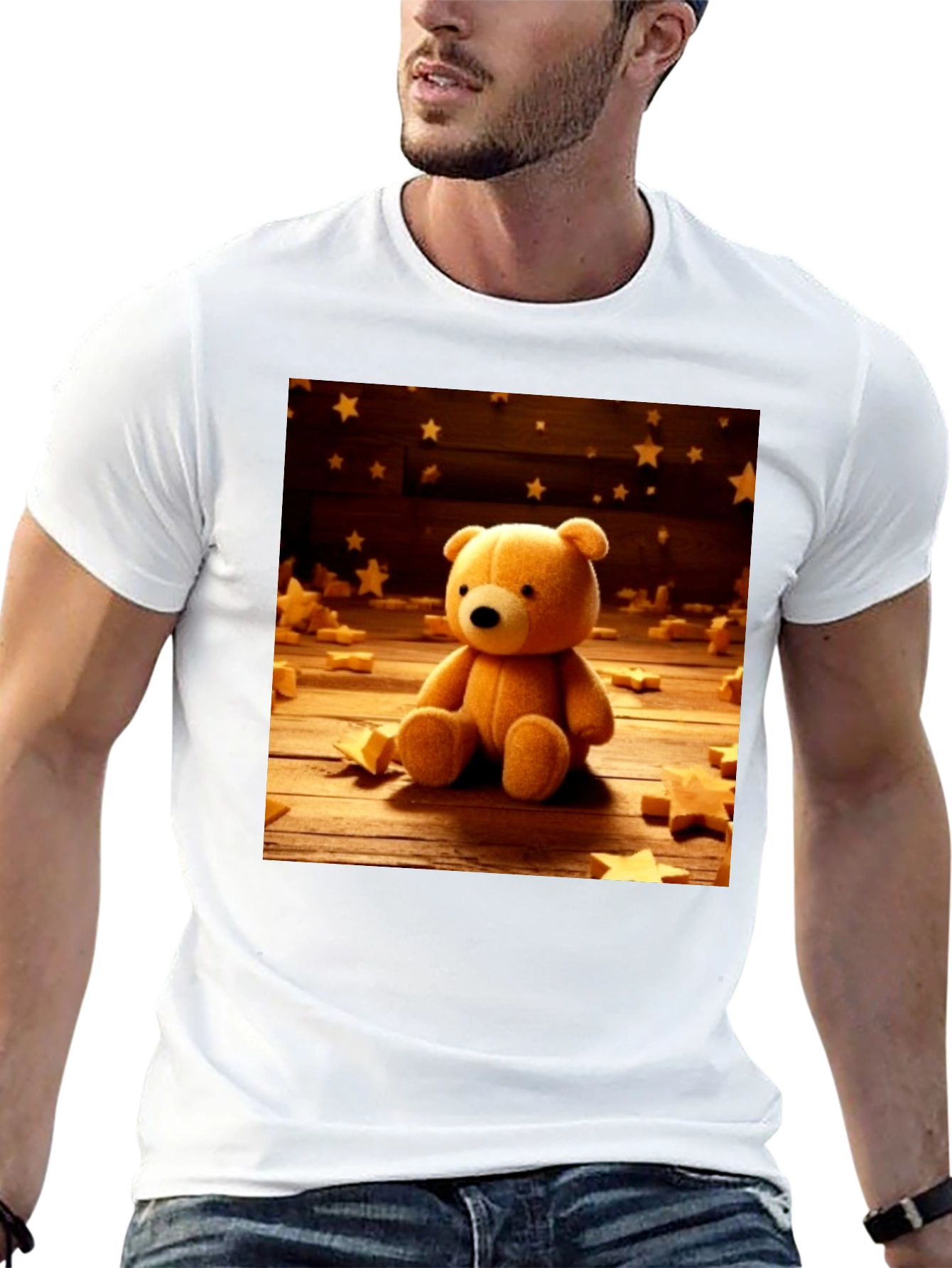 Teddy Bear Starry Night Graphic T-Shirt