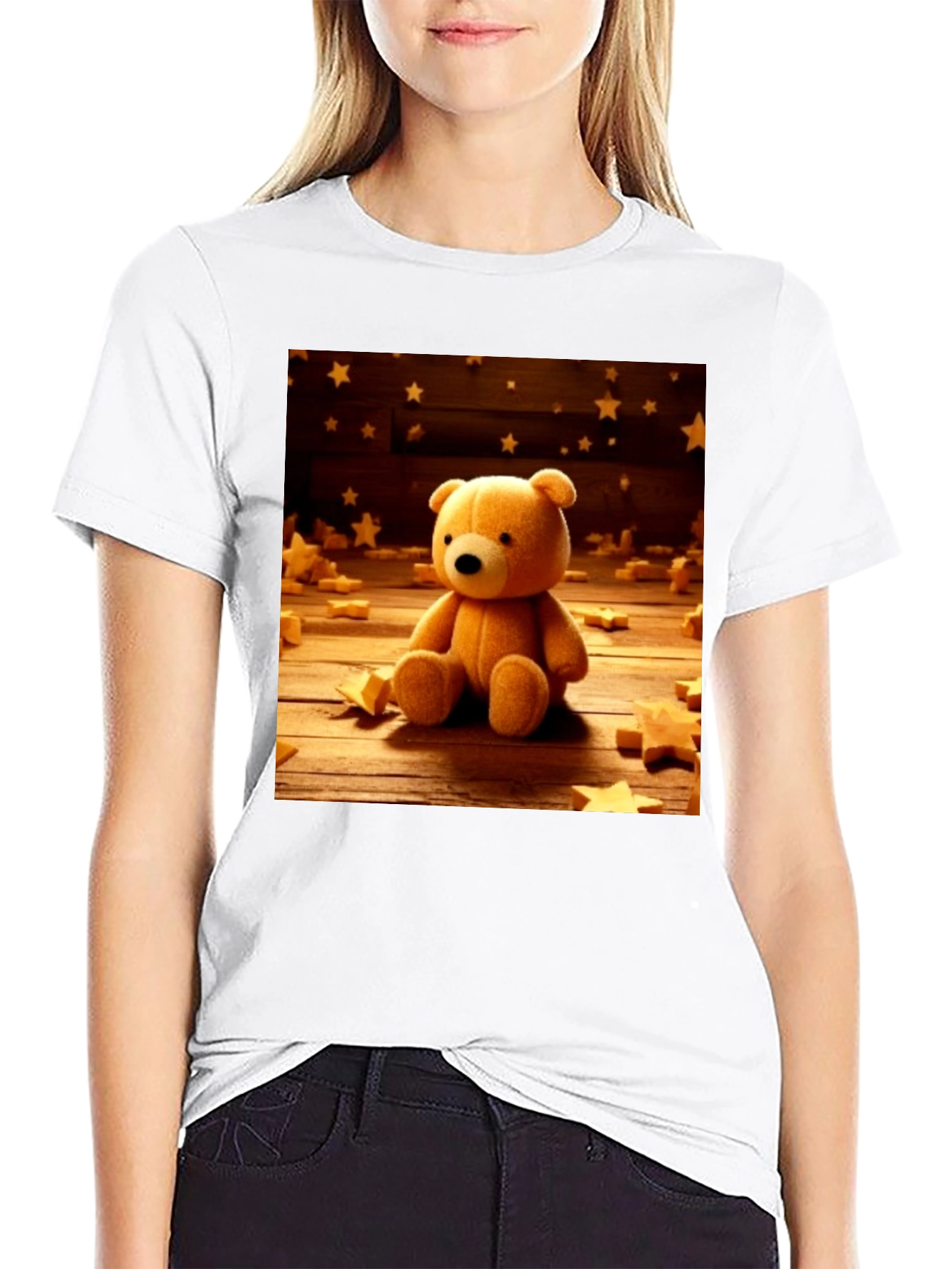 Teddy Bear Starry Night Graphic T-Shirt