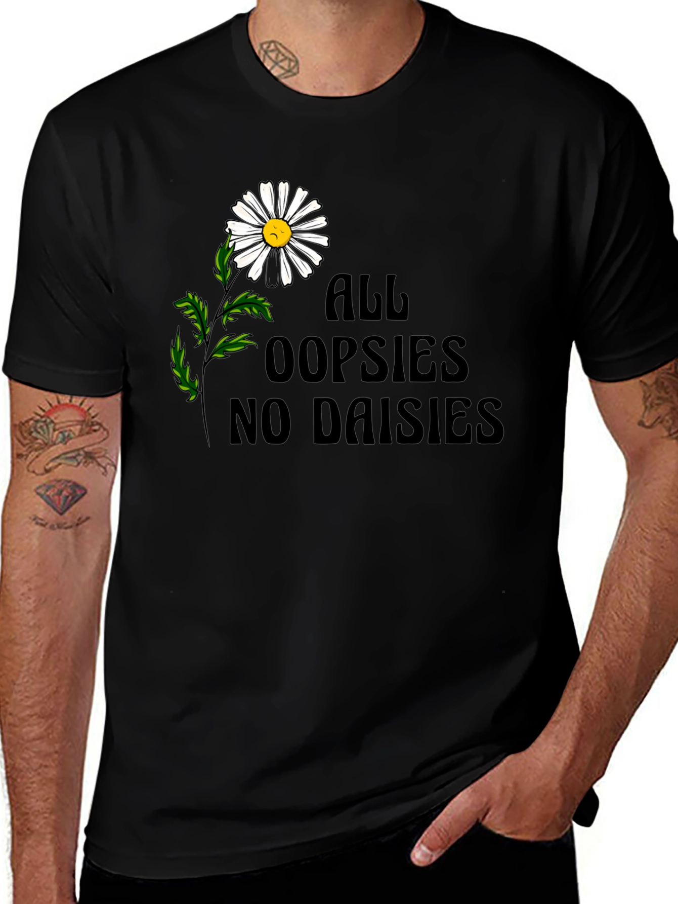 Oopsies No Daisies Graphic Tee - Unisex Black T-Shirt
