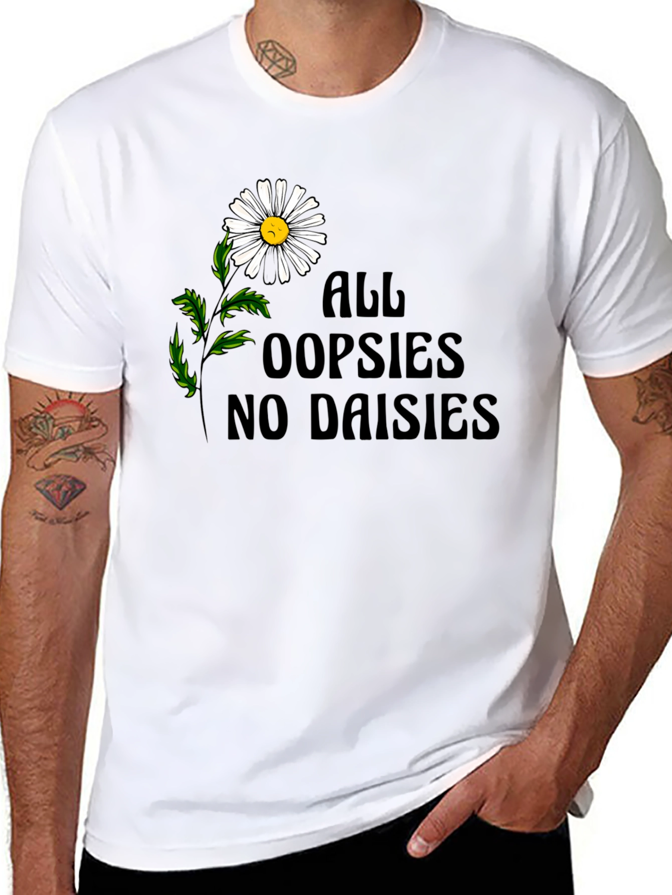 Oopsies No Daisies Graphic Tee - Unisex Black T-Shirt