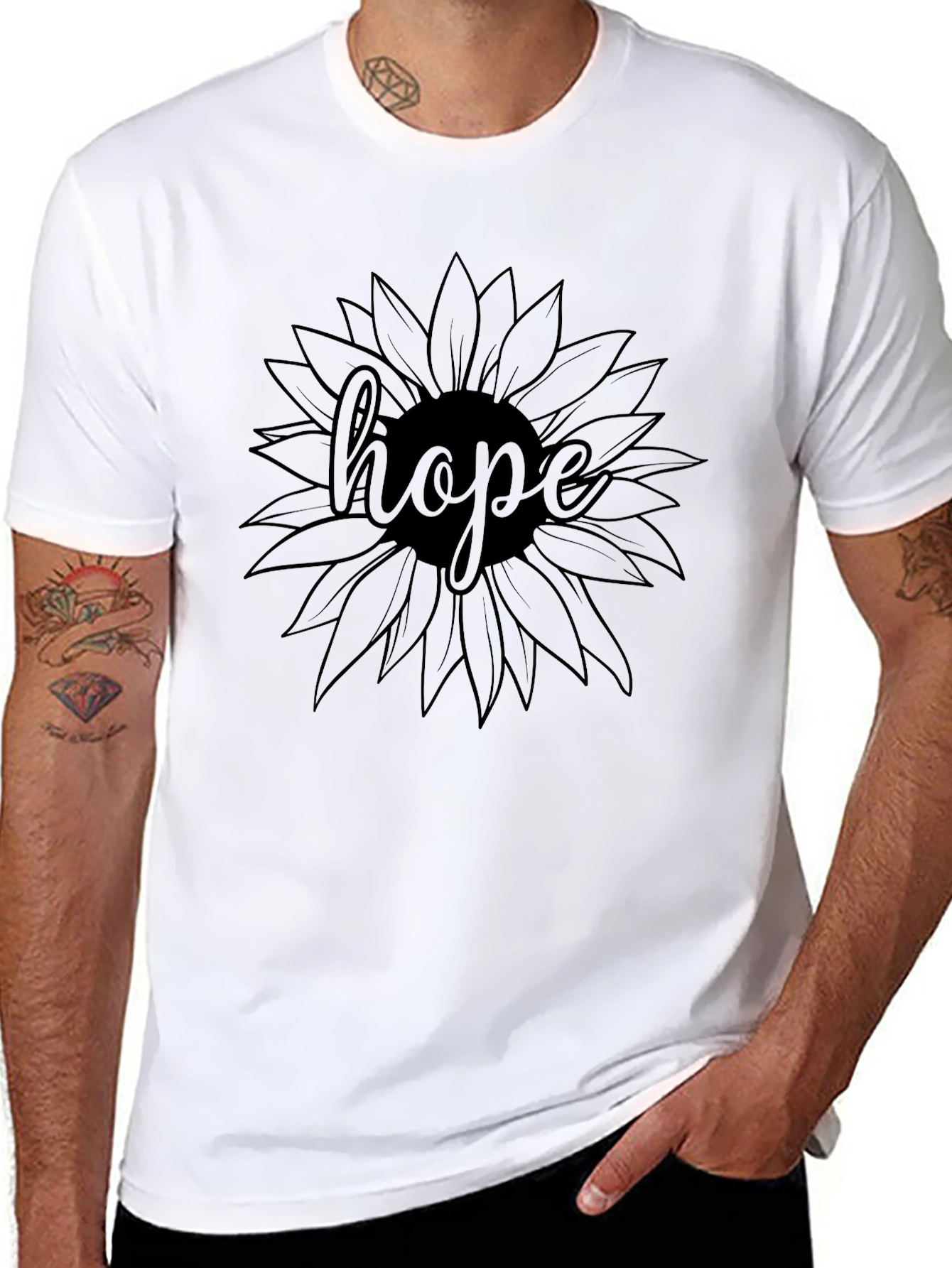 Hope Sunflower Graphic T-Shirt - Black