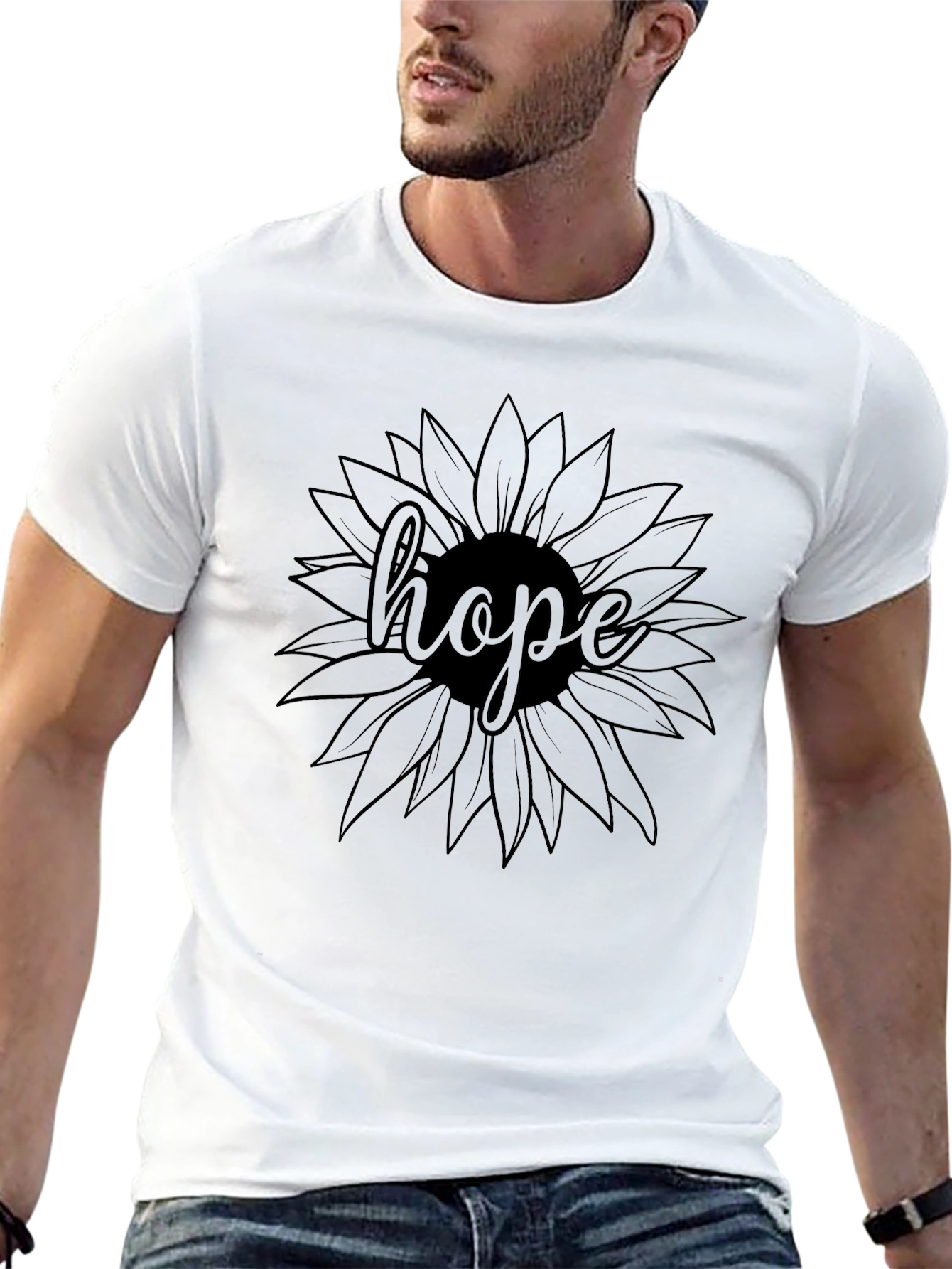 Hope Sunflower Graphic T-Shirt - Black