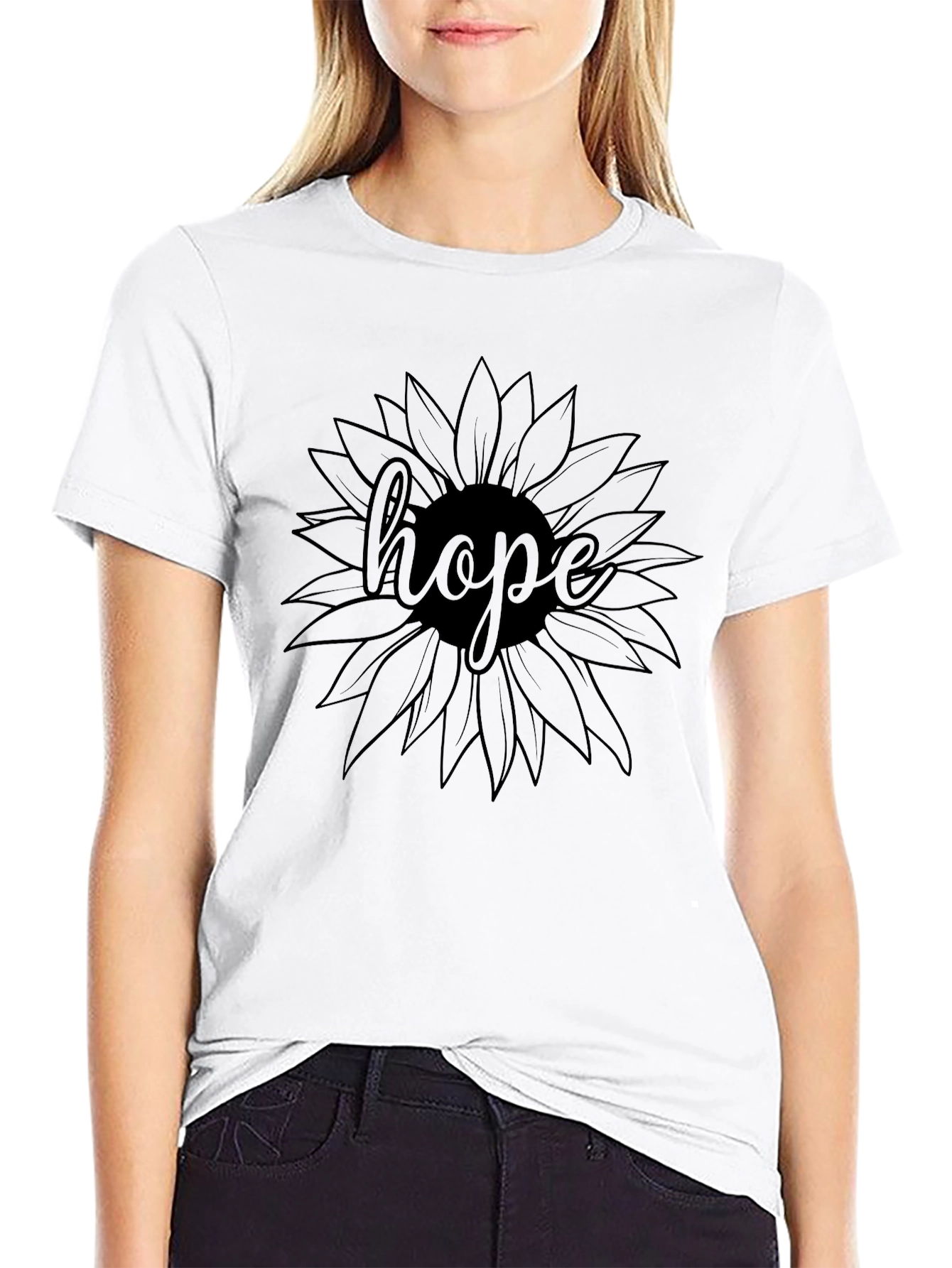 Hope Sunflower Graphic T-Shirt - Black