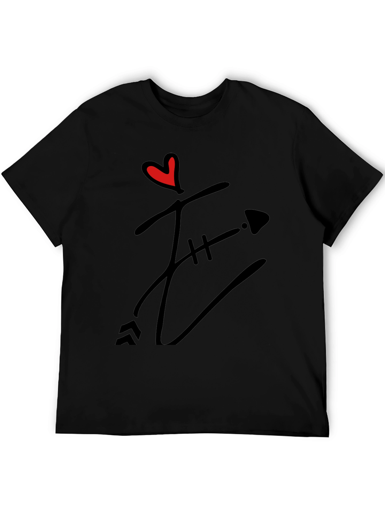 Heart & Arrow Graphic Black T-Shirt