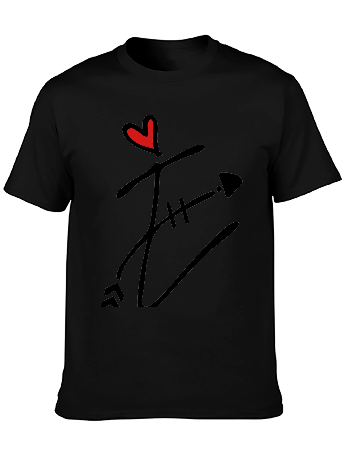 Heart & Arrow Graphic Black T-Shirt