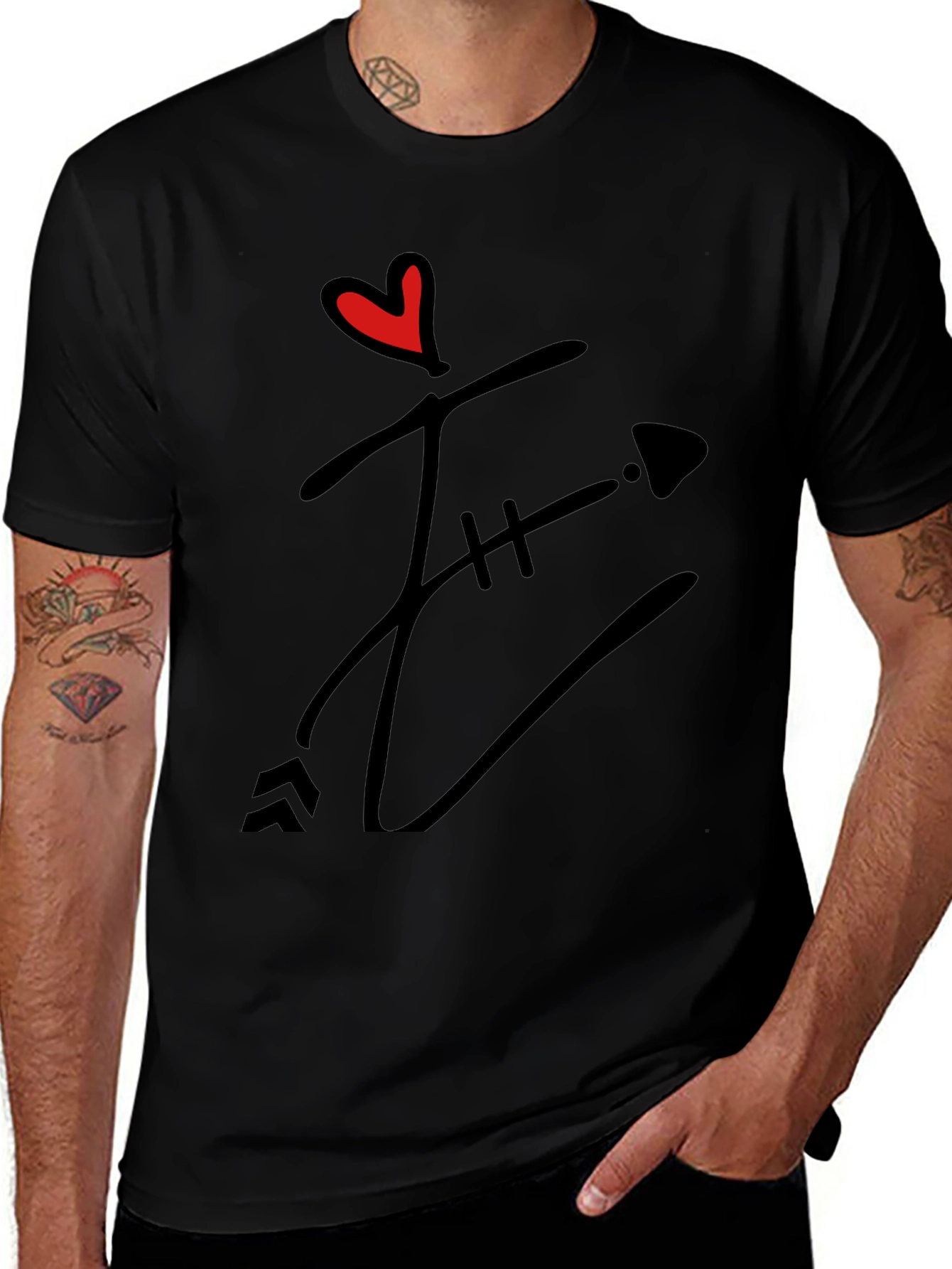 Heart & Arrow Graphic Black T-Shirt
