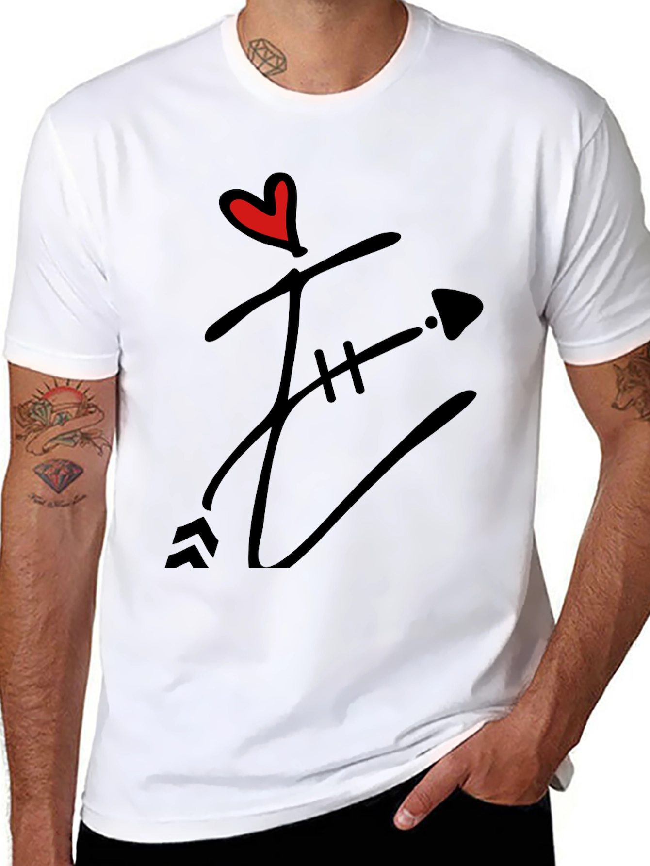 Heart & Arrow Graphic Black T-Shirt