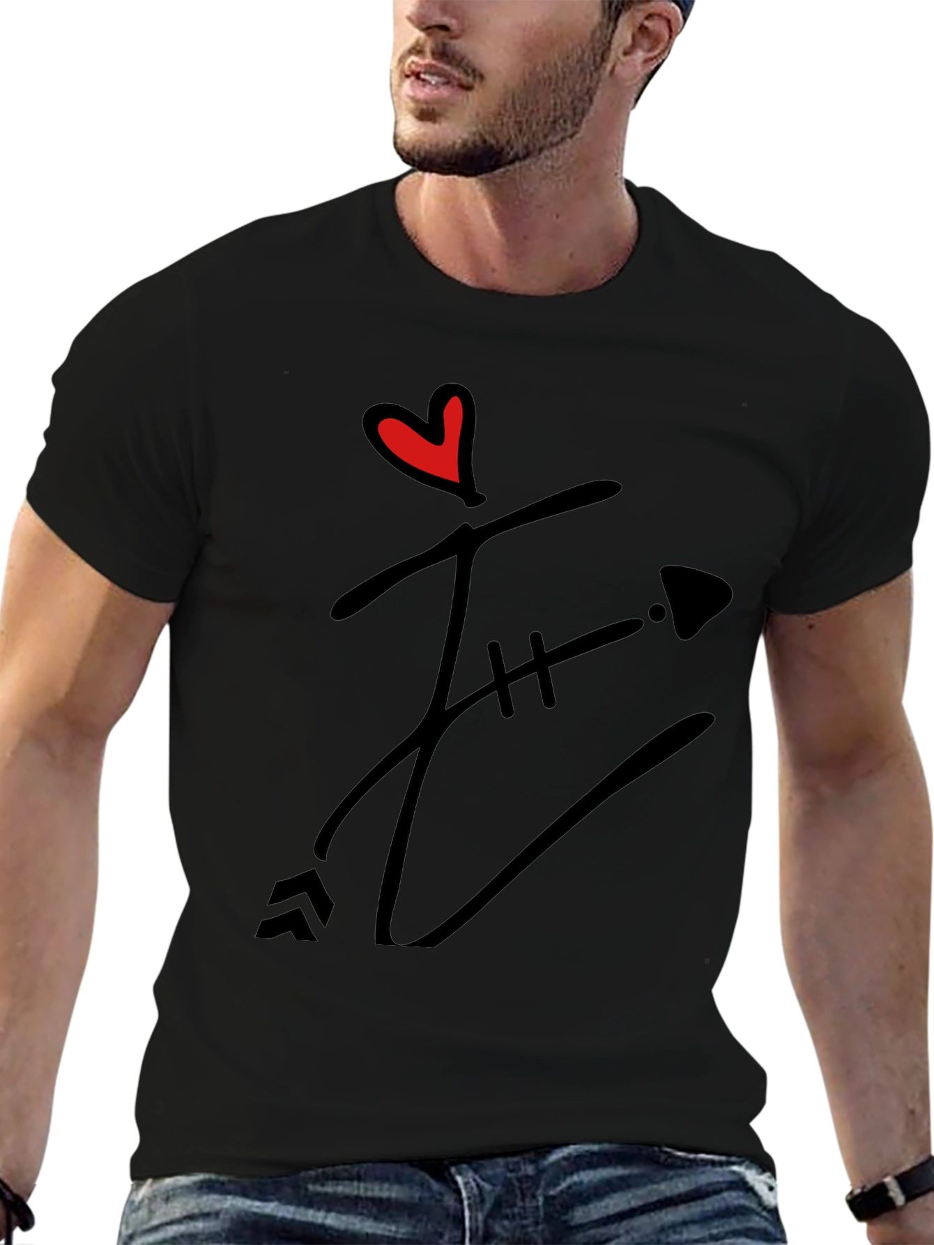 Heart & Arrow Graphic Black T-Shirt