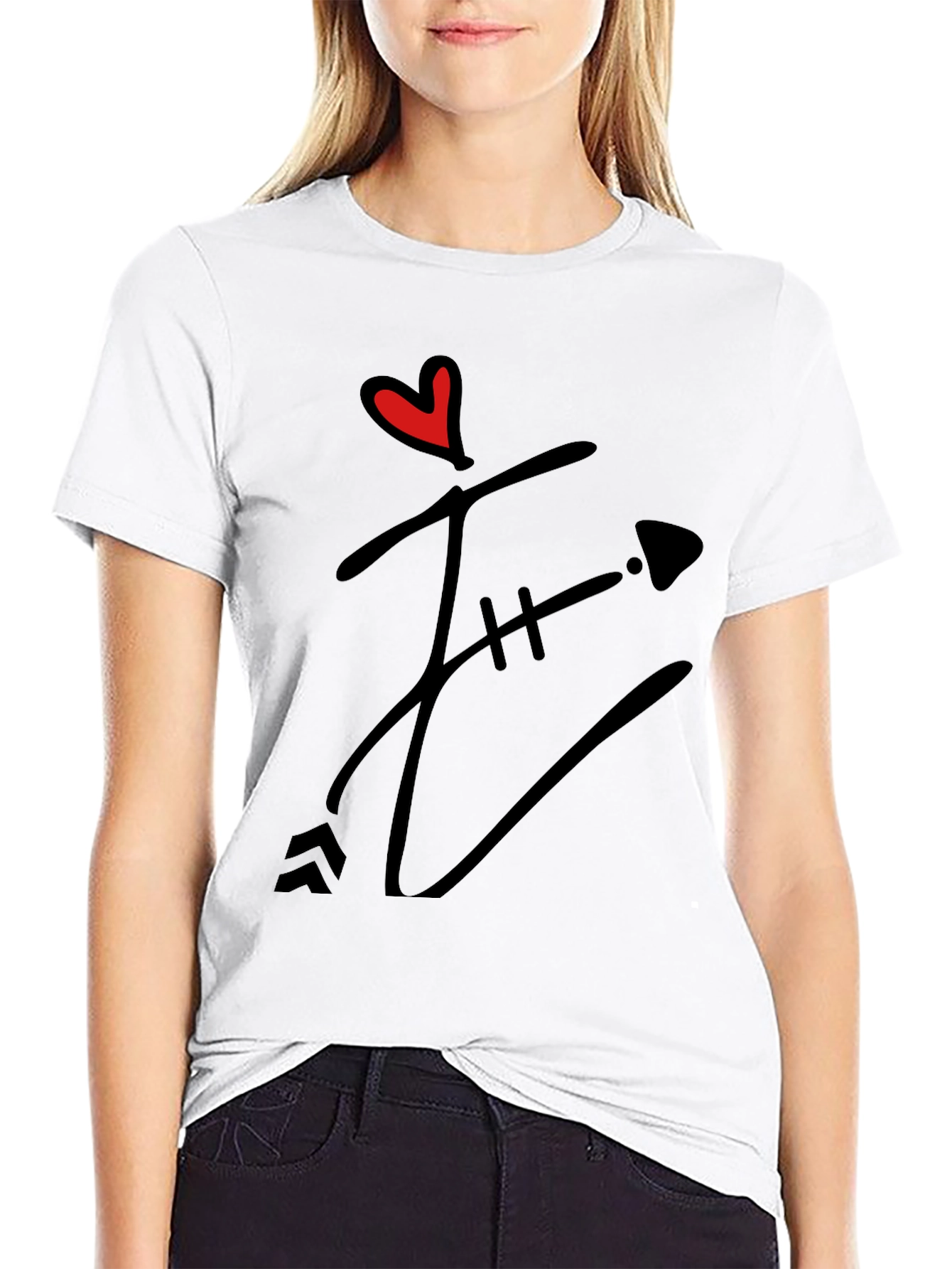Heart & Arrow Graphic Black T-Shirt