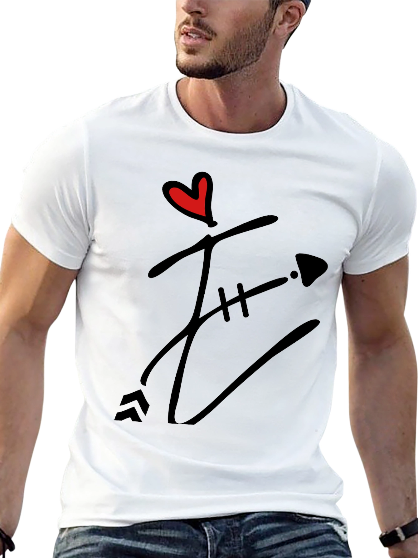Heart & Arrow Graphic Black T-Shirt