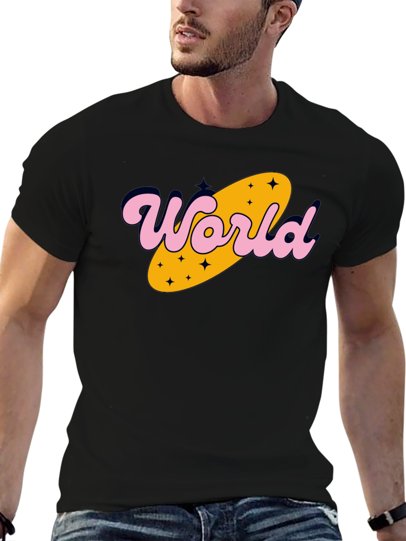 Retro World Graphic Tee - Black