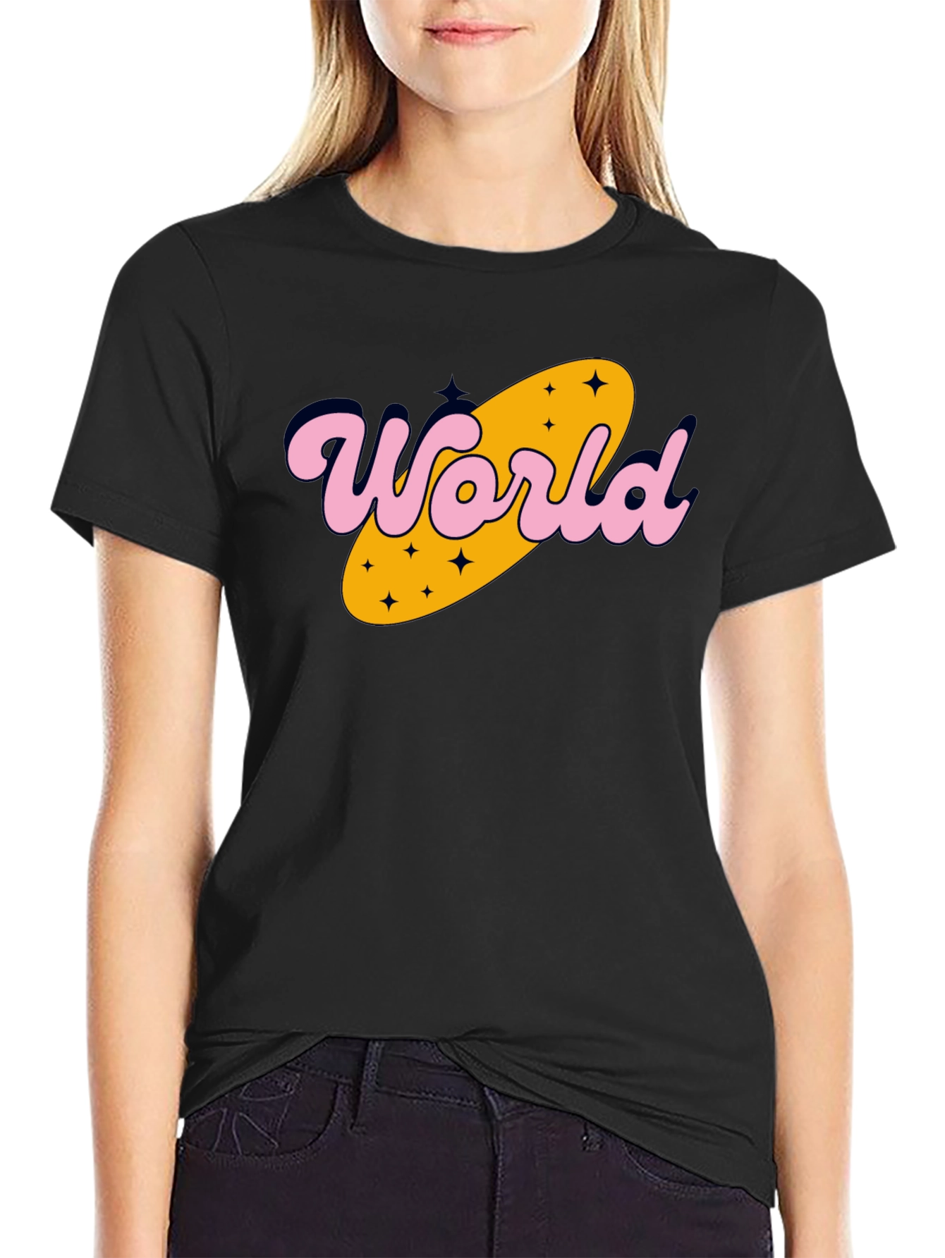 Retro World Graphic Tee - Black