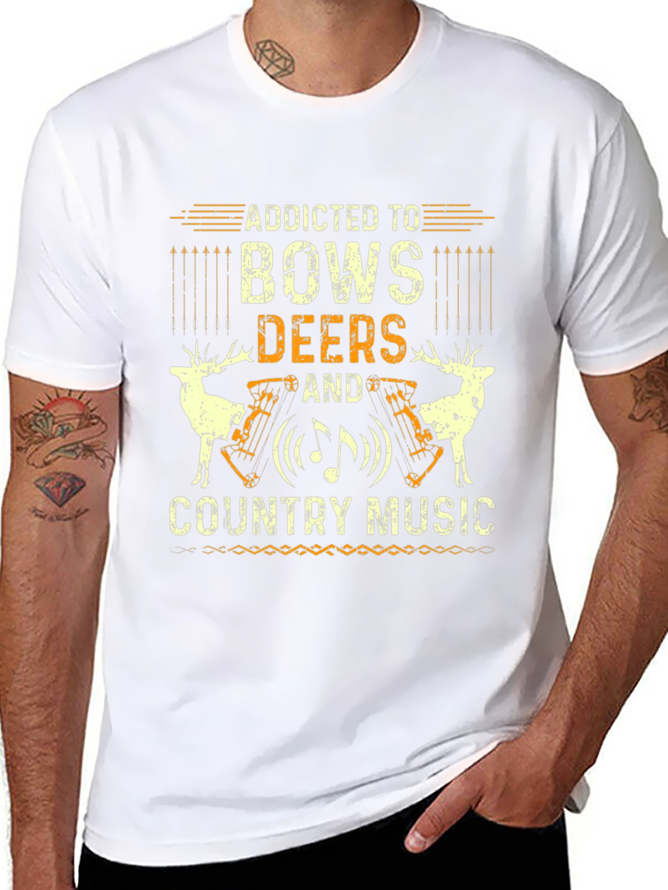 Addicted to Bows Deers and Country Music Black T-Shirt