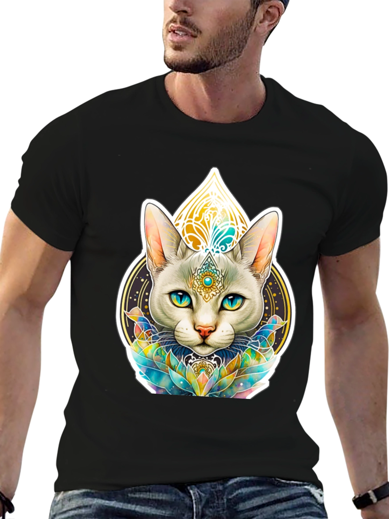 Mystic Cat T-Shirt - Spiritual Feline Design