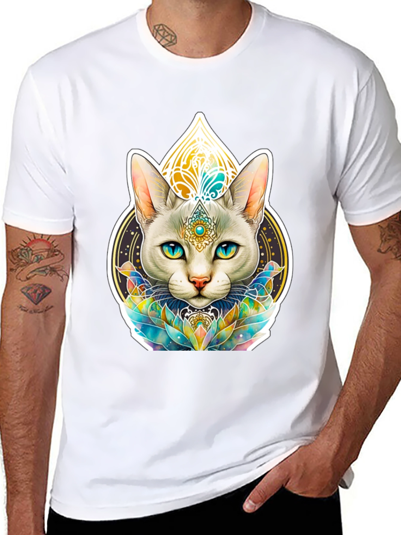 Mystic Cat T-Shirt - Spiritual Feline Design