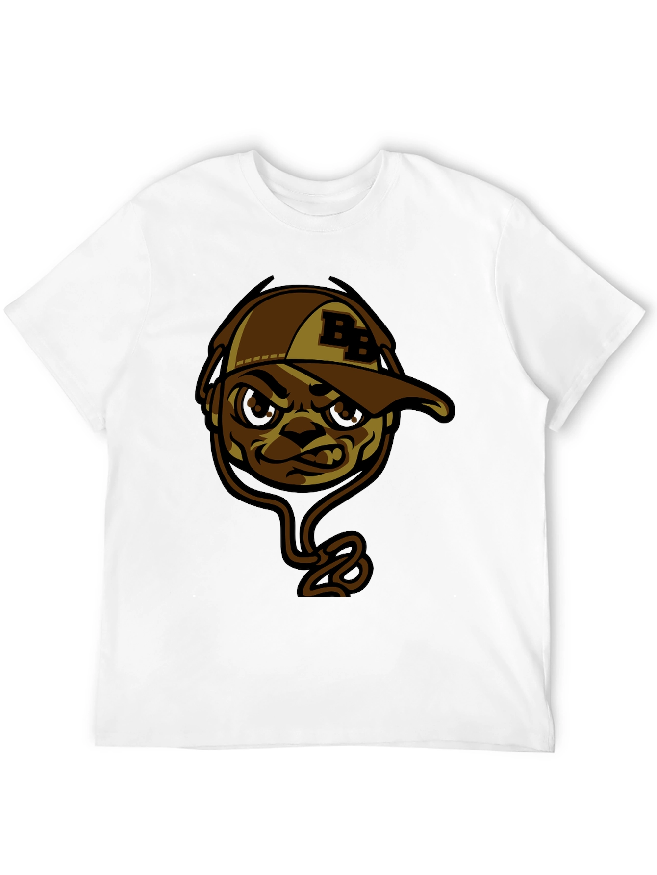 Cool BB Cap Cartoon Graphic Black T-Shirt