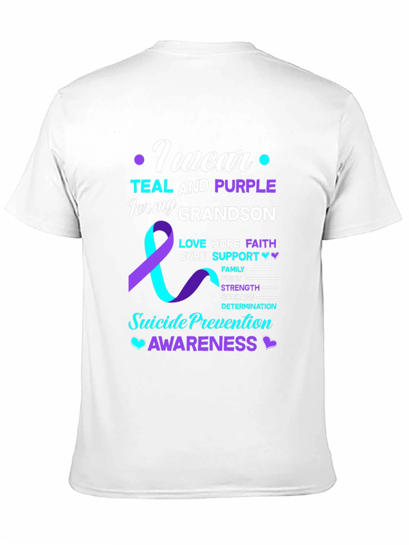 Suicide Prevention Awareness Teal & Purple Grandson T-Shirt