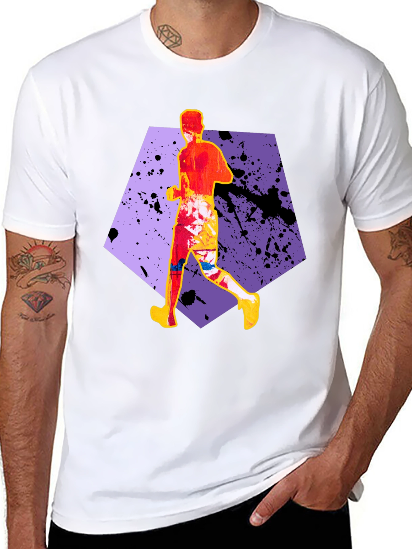 Abstract Runner Graphic Tee - Stylish Black T-Shirt