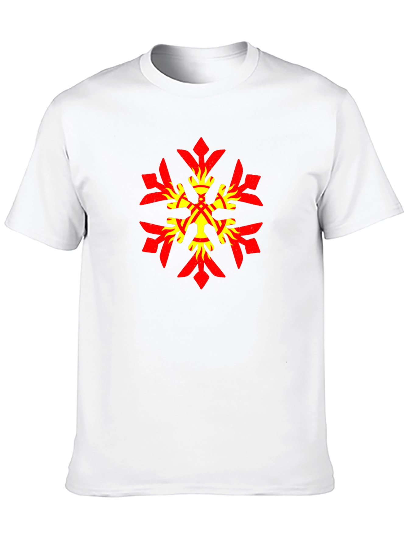 Geometric Snowflake Graphic Tee - Stylish Black Cotton Blend