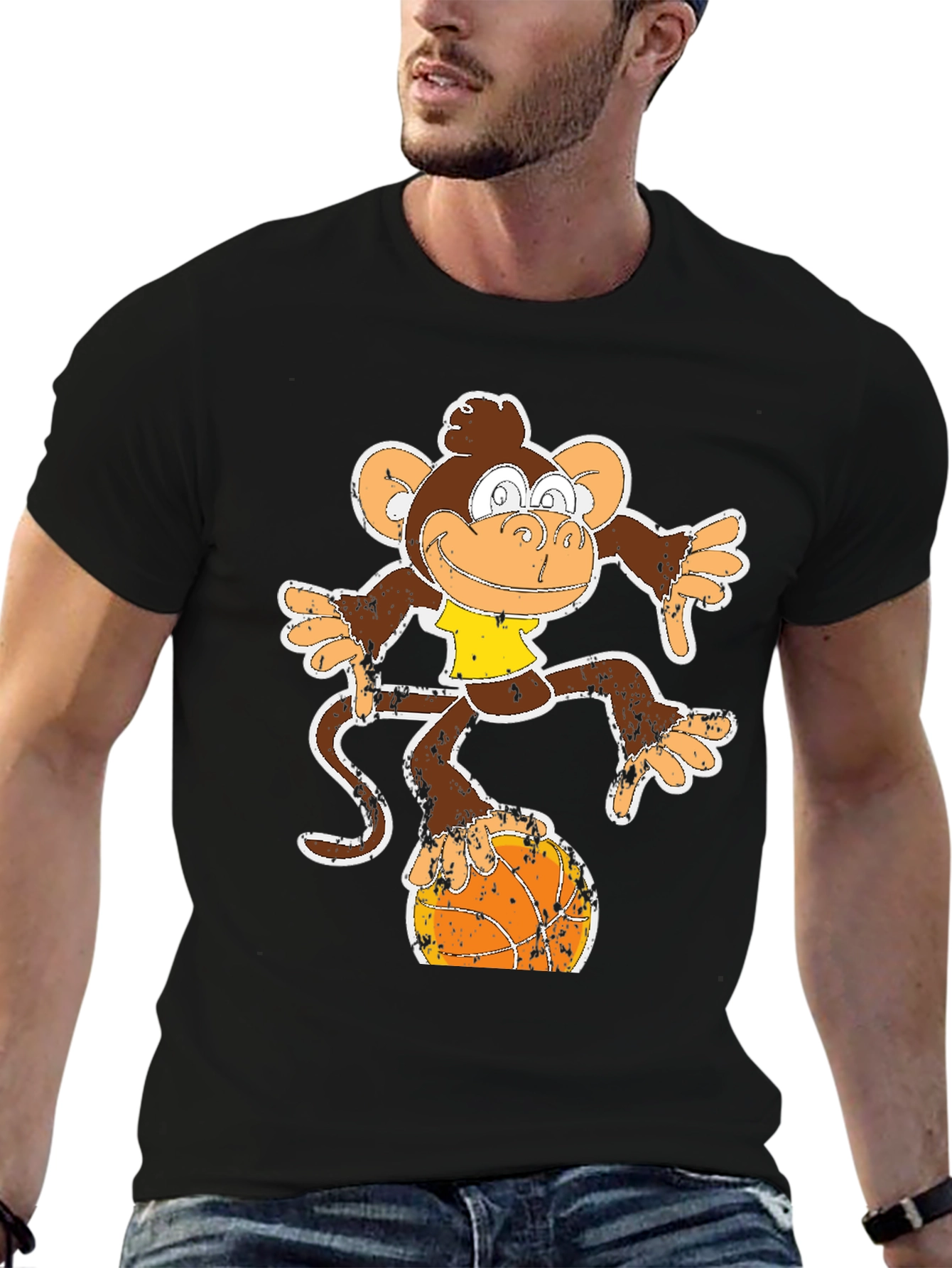 Monkey on Basketball T-Shirt