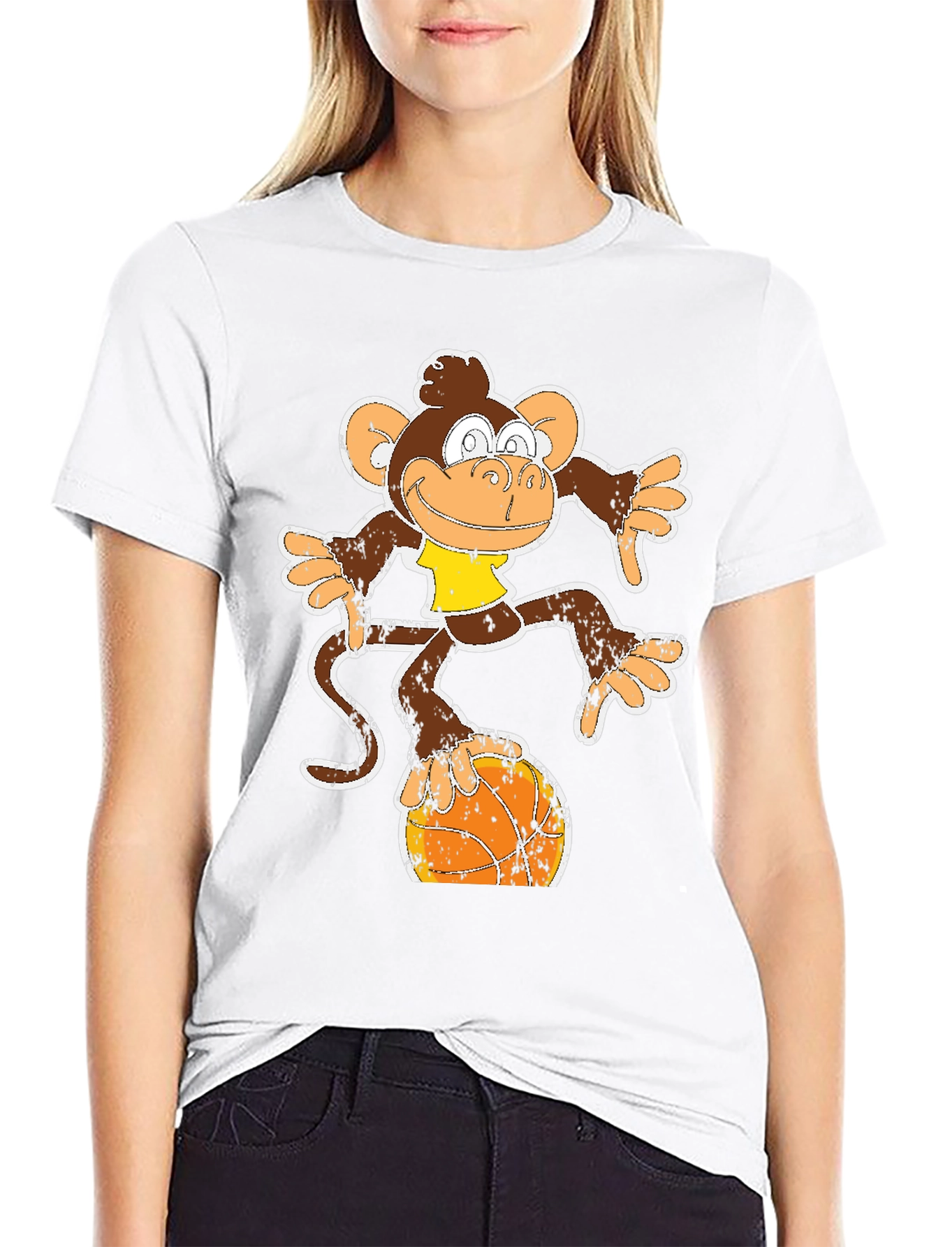 Monkey on Basketball T-Shirt