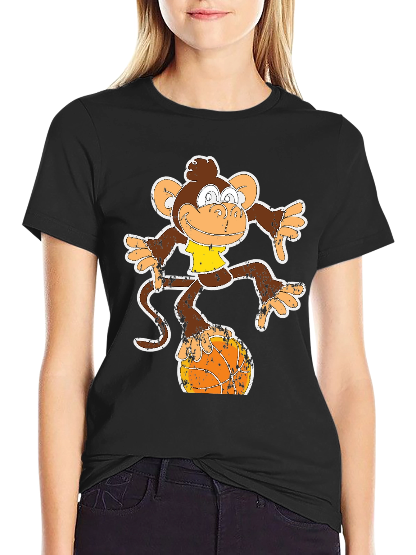 Monkey on Basketball T-Shirt