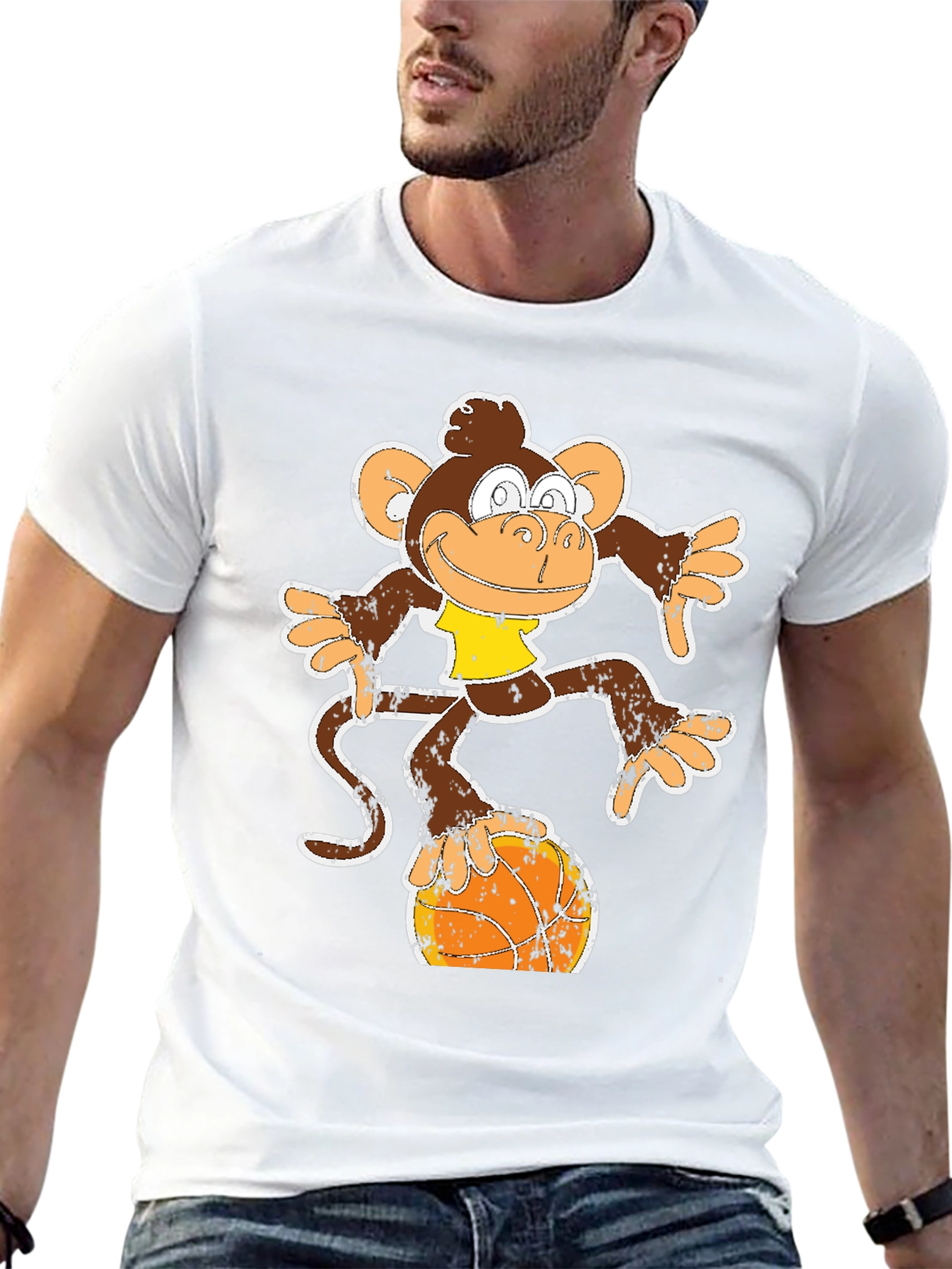 Monkey on Basketball T-Shirt