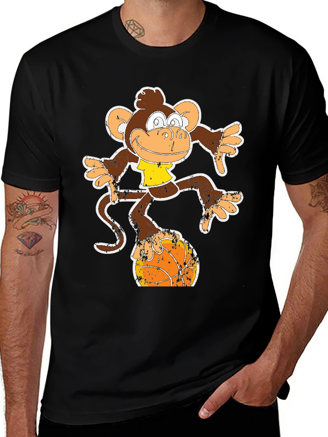Monkey on Basketball T-Shirt