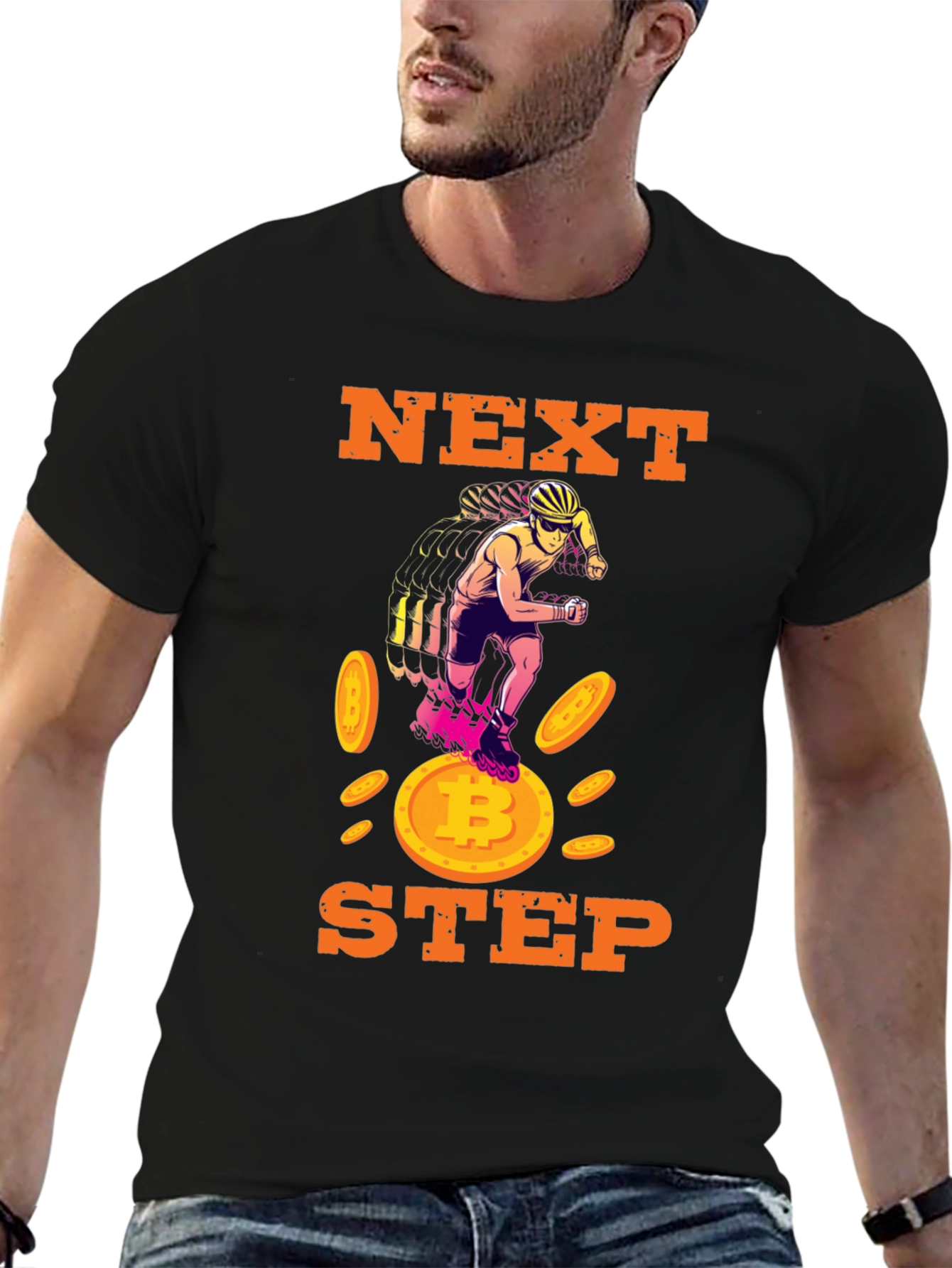 Next Step Bitcoin Rollerblade Black T-Shirt